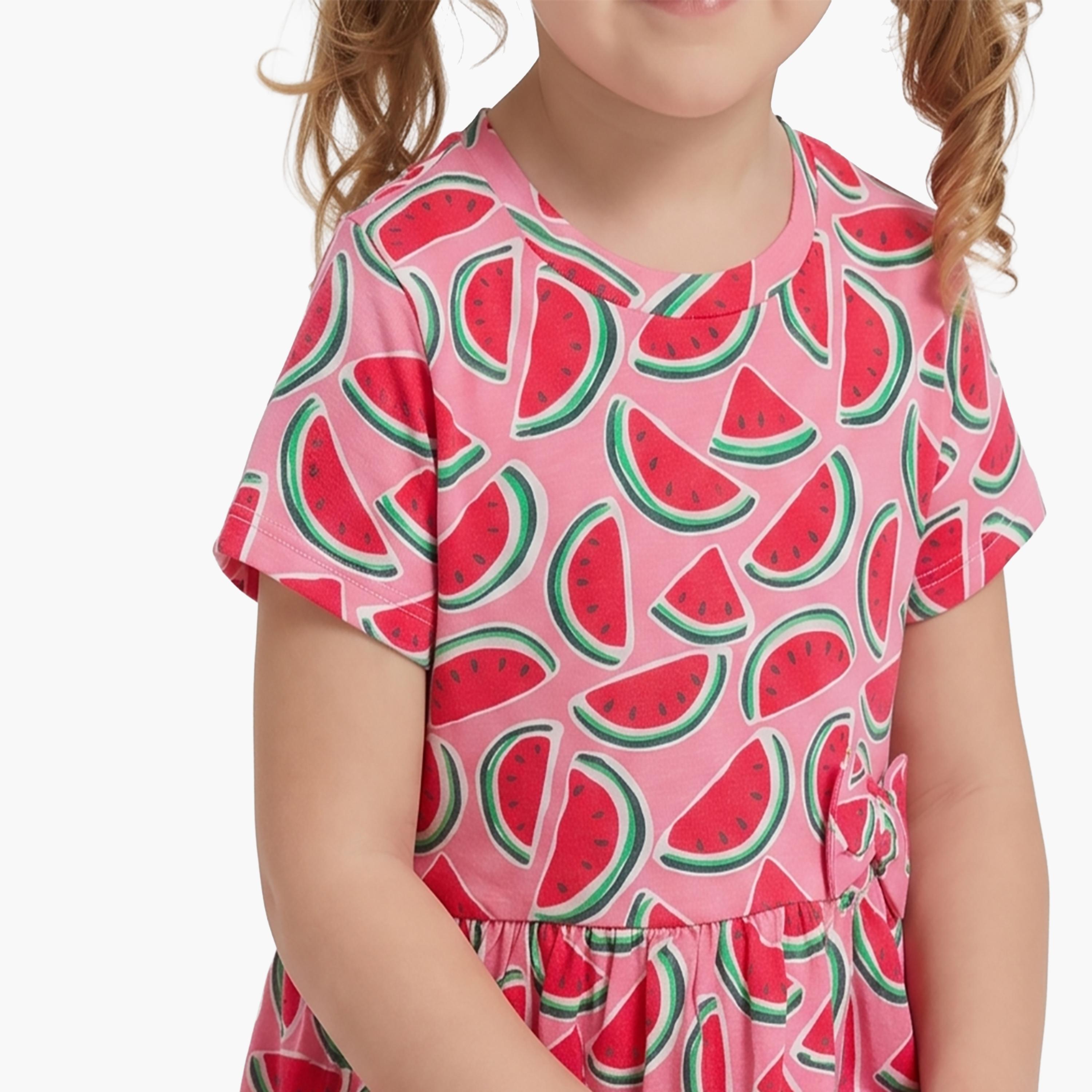 فستان كاجوال بأكمام قصيرة بطبعة بطيخ من بيبي كلو-girls-clothing-dressesandjumpsuits-image-5