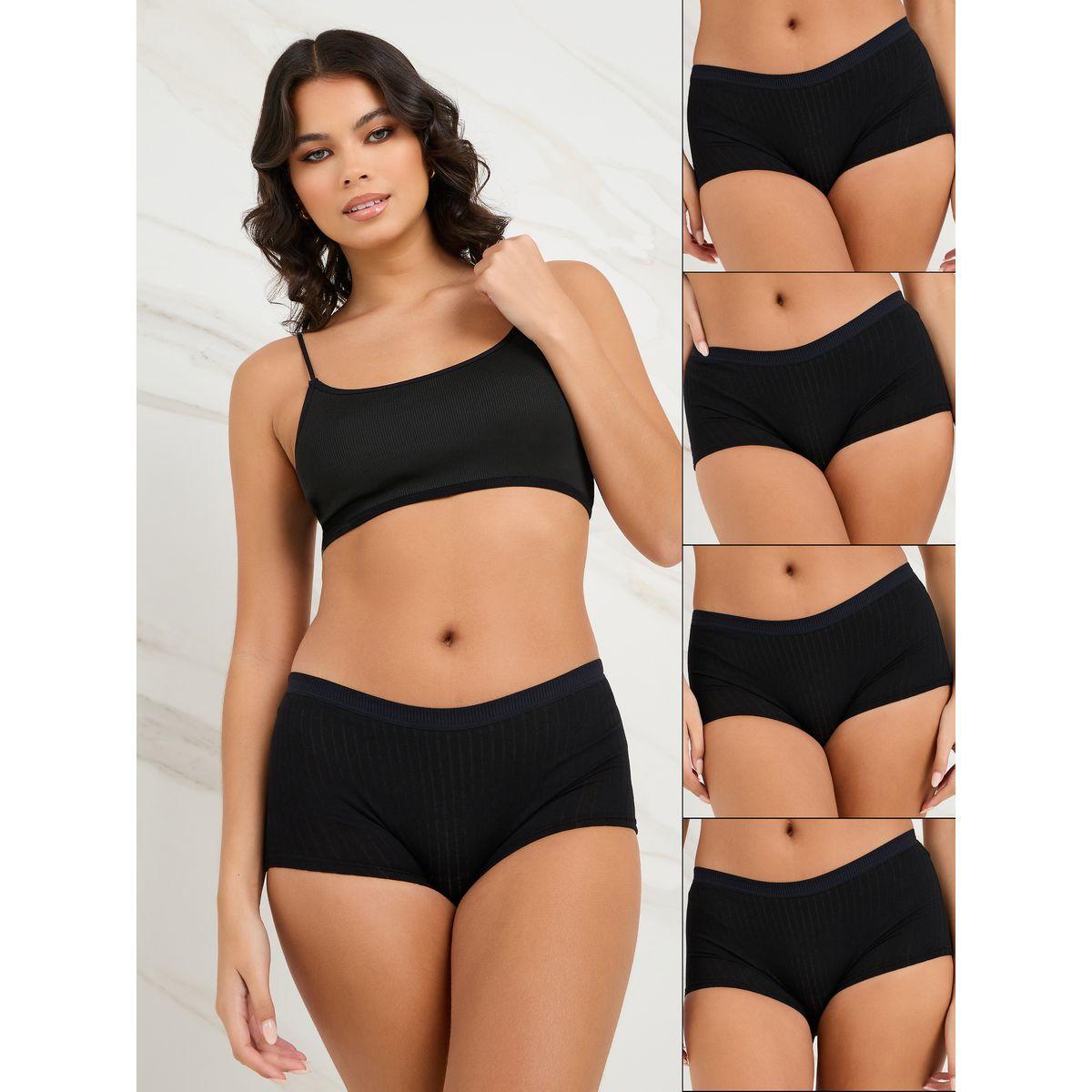 Styli Pack of 4 - Cotton Textured Shorts-women-clothing-lingerie-panties-image-1