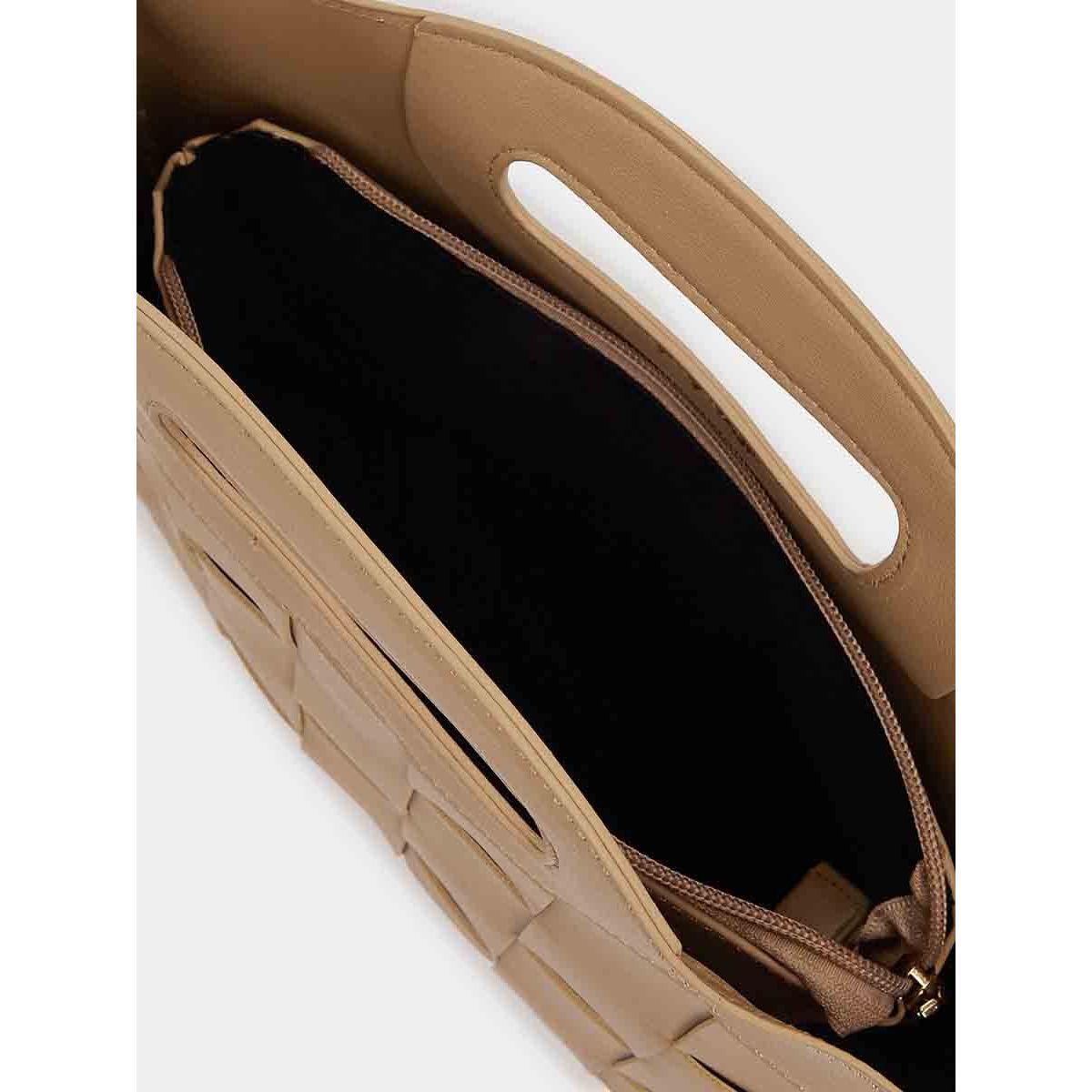 Styli Weave Pattern Detail Handbag with Detachable Strap-women-bagsandwallets-handbags-image-5