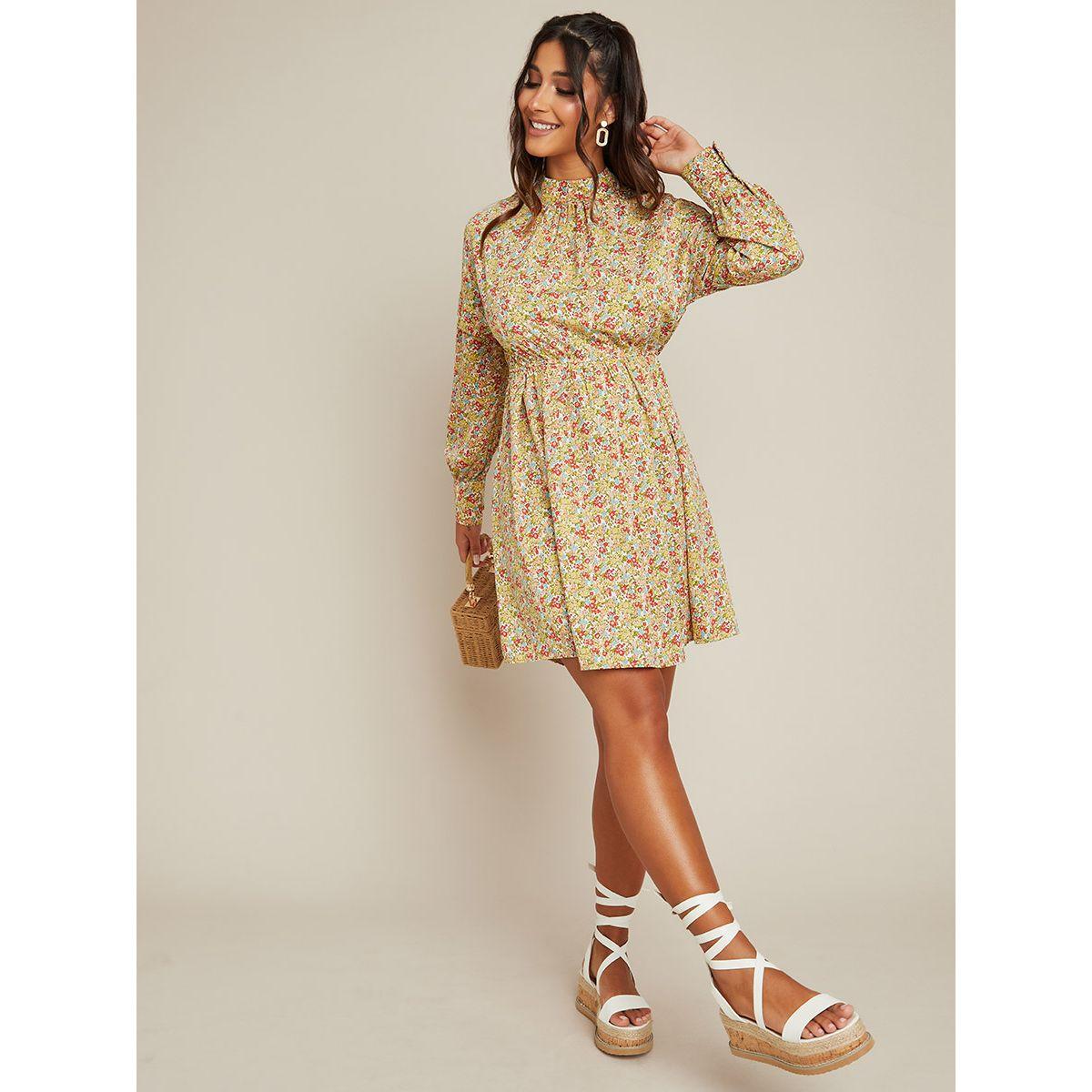 Styli Floral Print Long Sleeves A-Line Mini Dress-women-clothing-dresses-image-2