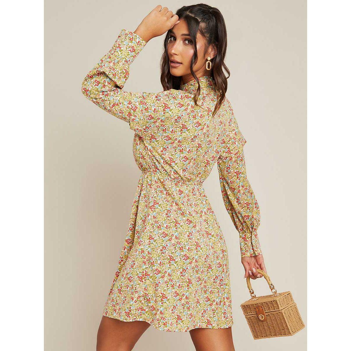 Styli Floral Print Long Sleeves A-Line Mini Dress-women-clothing-dresses-image-3