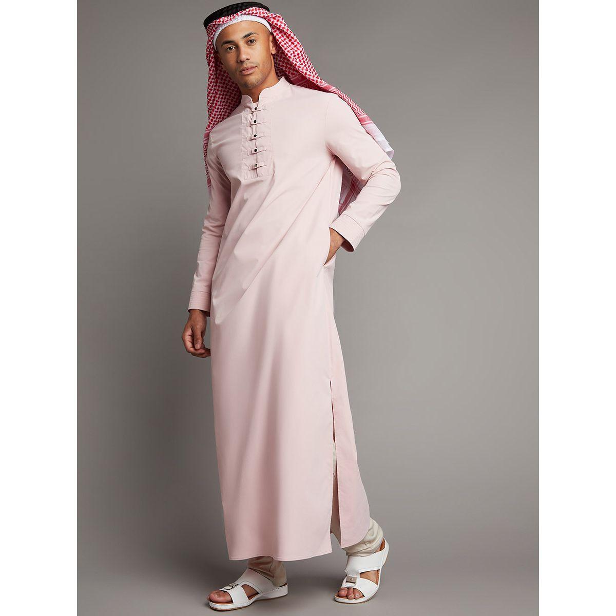 Styli Solid Thobe with Front Button Detail and Side Pocket-men-clothing-shirts-image-1