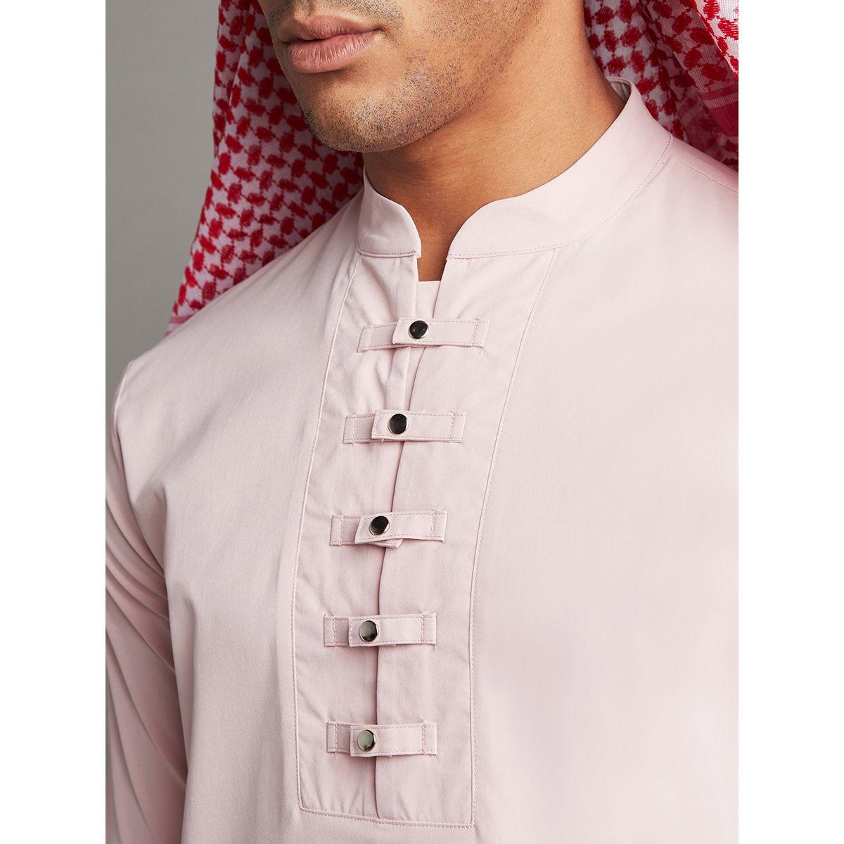 Styli Solid Thobe with Front Button Detail and Side Pocket-men-clothing-shirts-image-3