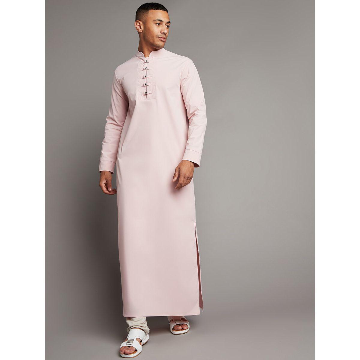 Styli Solid Thobe with Front Button Detail and Side Pocket-men-clothing-shirts-image-4