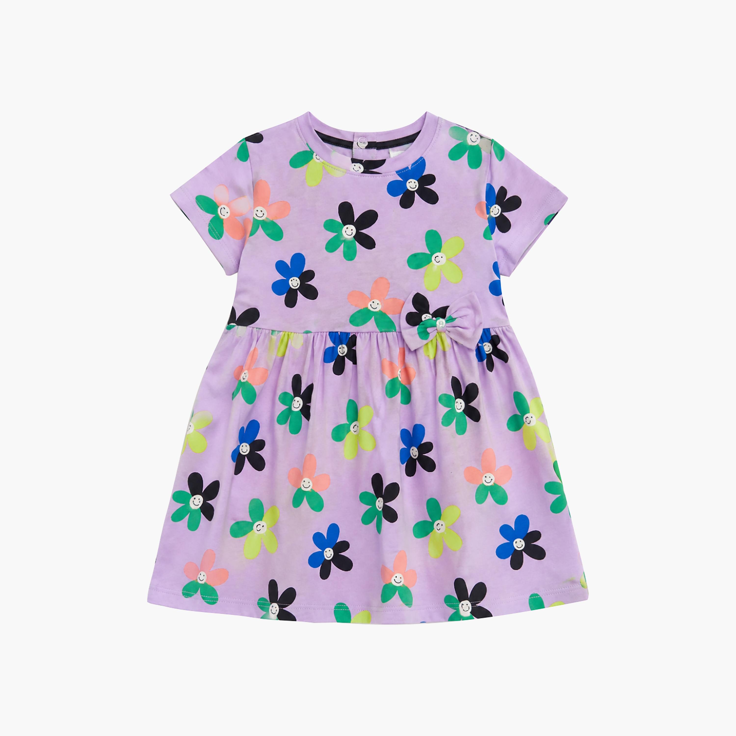 فستان كاجوال بأكمام قصيرة بطبعة أزهار من بيبي كلو-girls-clothing-dressesandjumpsuits-image-5