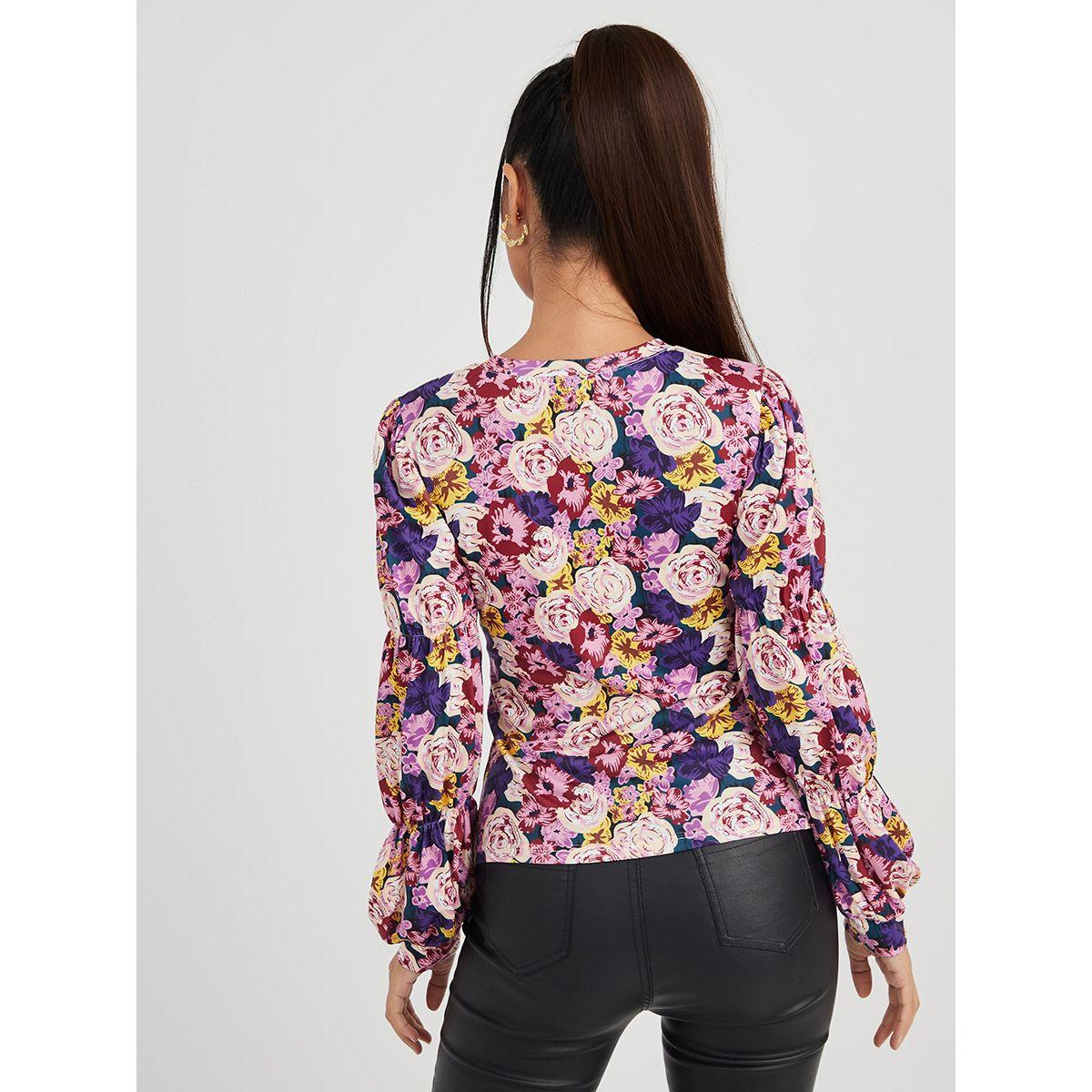 Styli  Cuffed Long Sleeves Floral AOP Top-women-clothing-shirtsandblouses-blouses-image-5