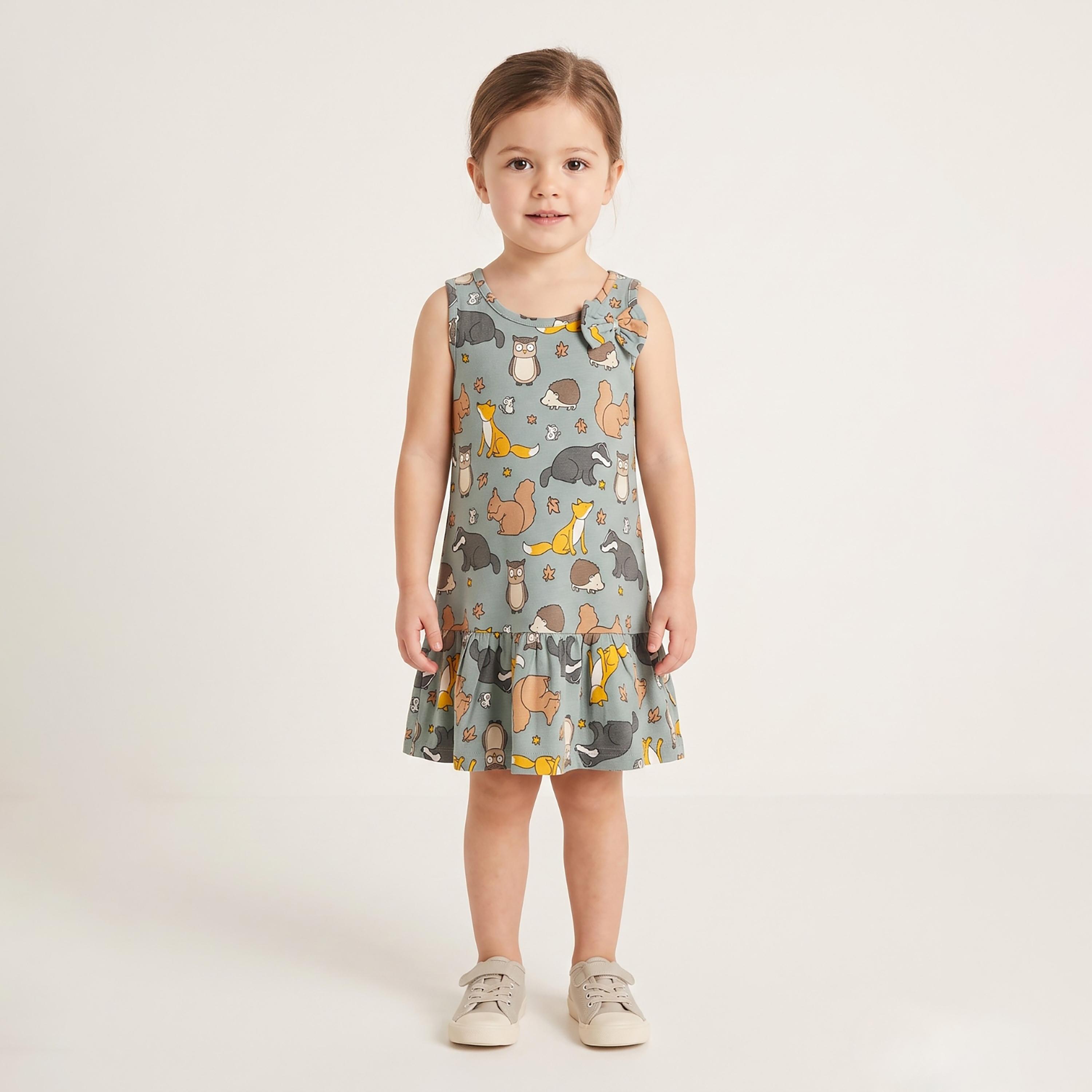 فستان بدون أكمام بطبعة حيوانات الغابة من بيبي كلو-girls-clothing-dressesandjumpsuits-image-1