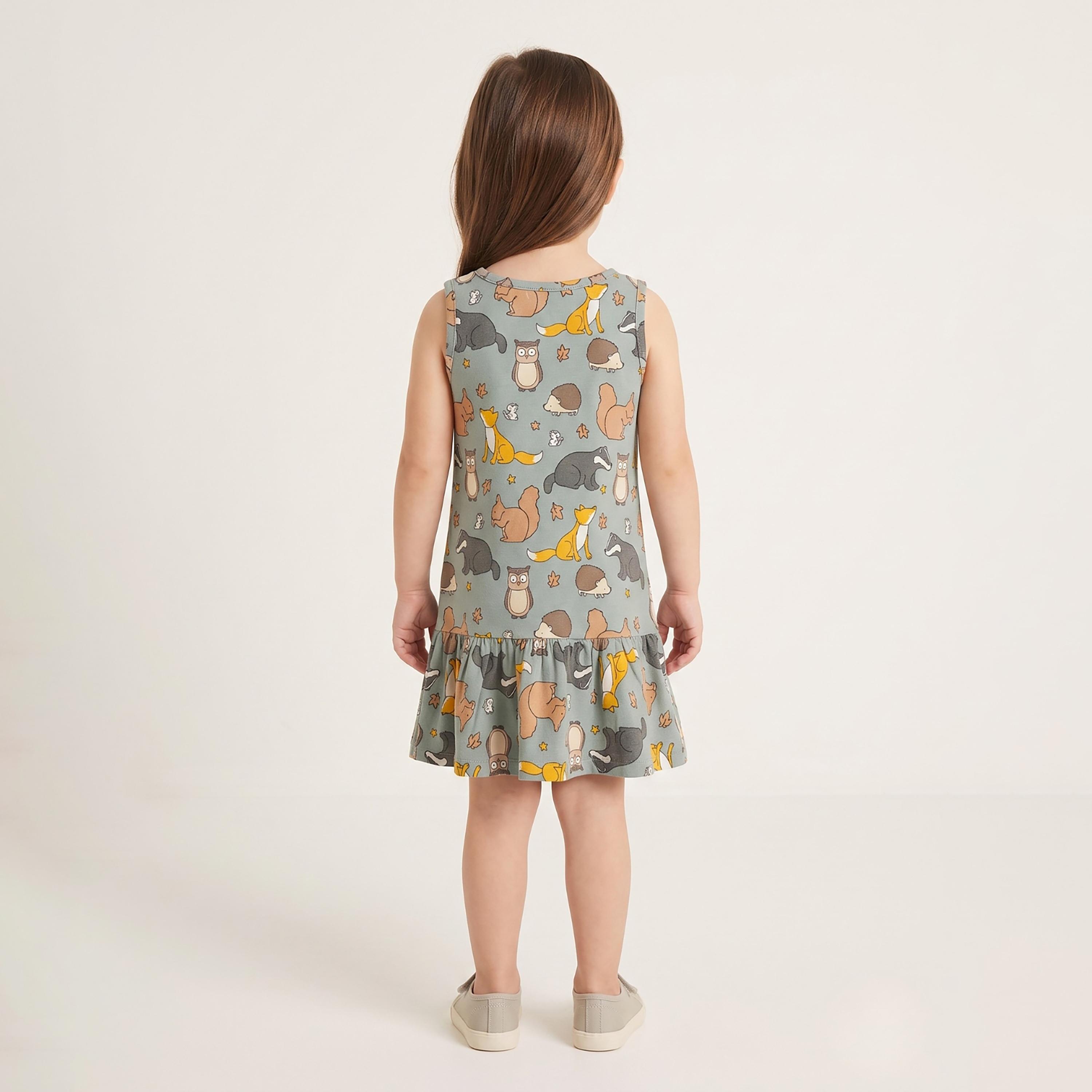 فستان بدون أكمام بطبعة حيوانات الغابة من بيبي كلو-girls-clothing-dressesandjumpsuits-image-2