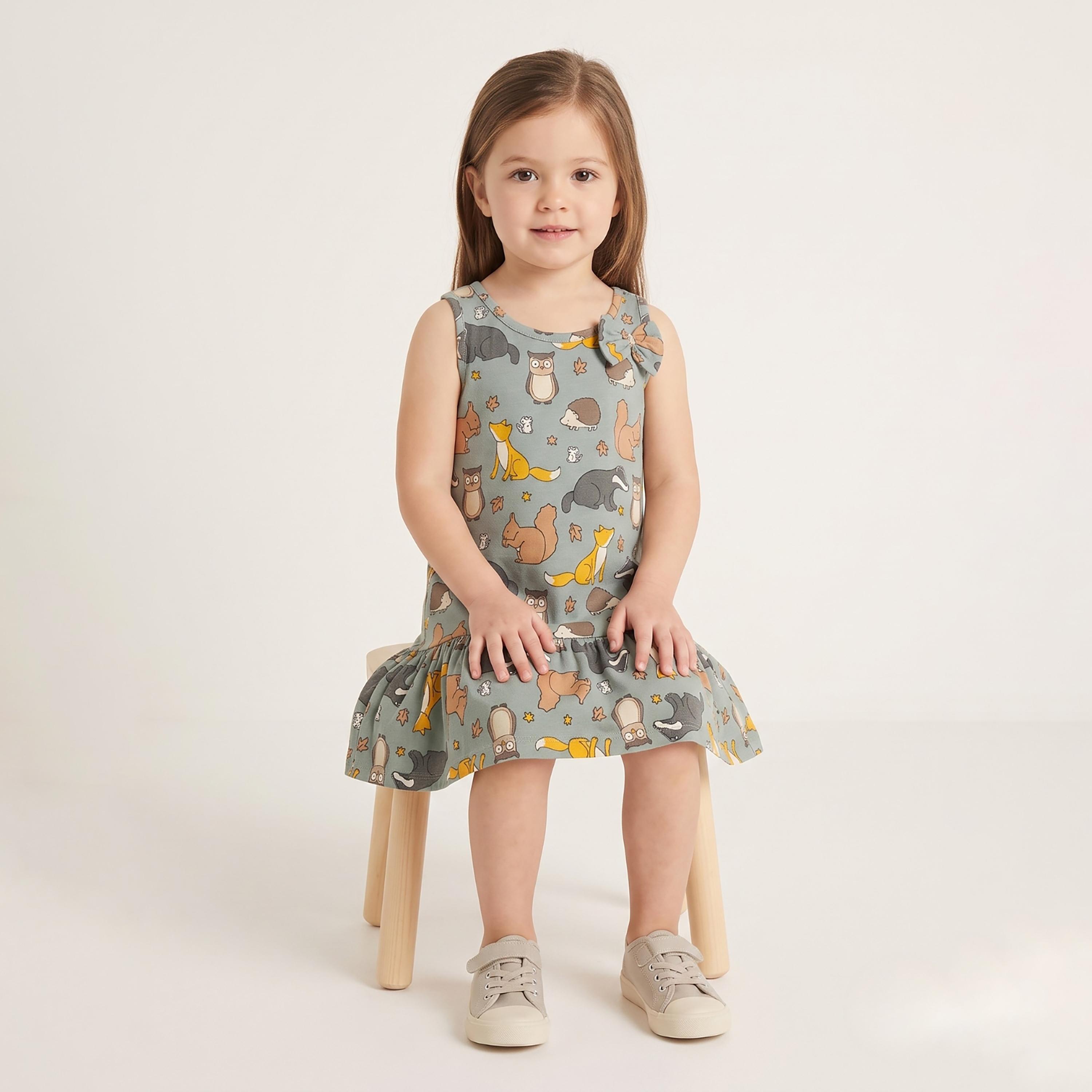 فستان بدون أكمام بطبعة حيوانات الغابة من بيبي كلو-girls-clothing-dressesandjumpsuits-image-4
