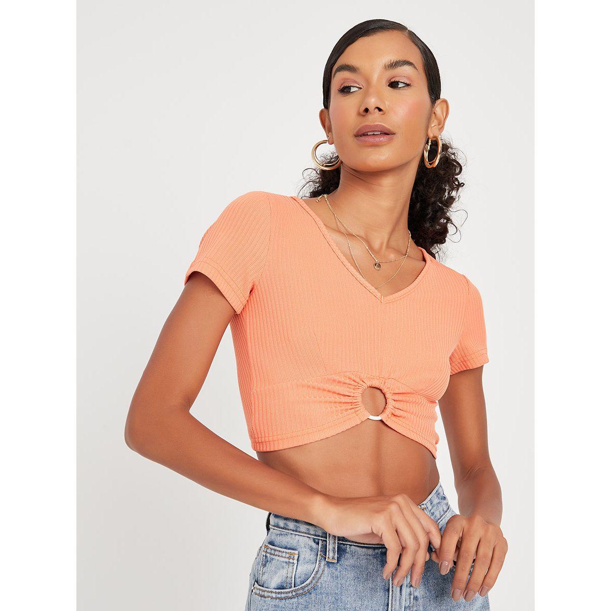 بلوزة قصيرة مضلعة وأكمام قصيرة من ريد تايب-women-clothing-shirtsandblouses-blouses-image-1
