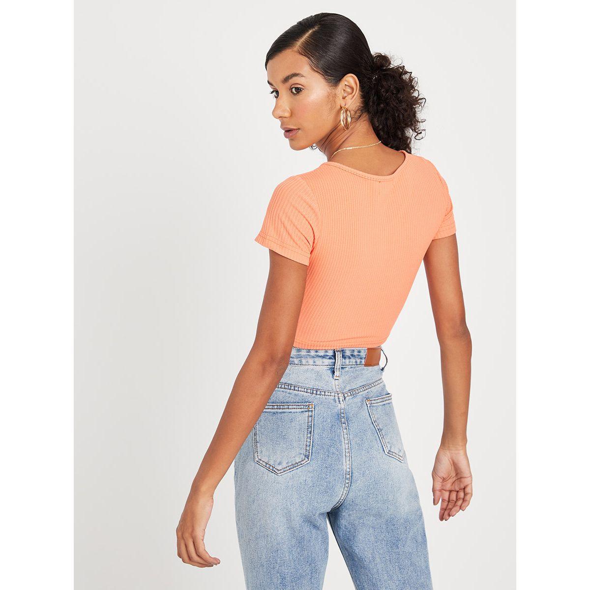 بلوزة قصيرة مضلعة وأكمام قصيرة من ريد تايب-women-clothing-shirtsandblouses-blouses-image-4