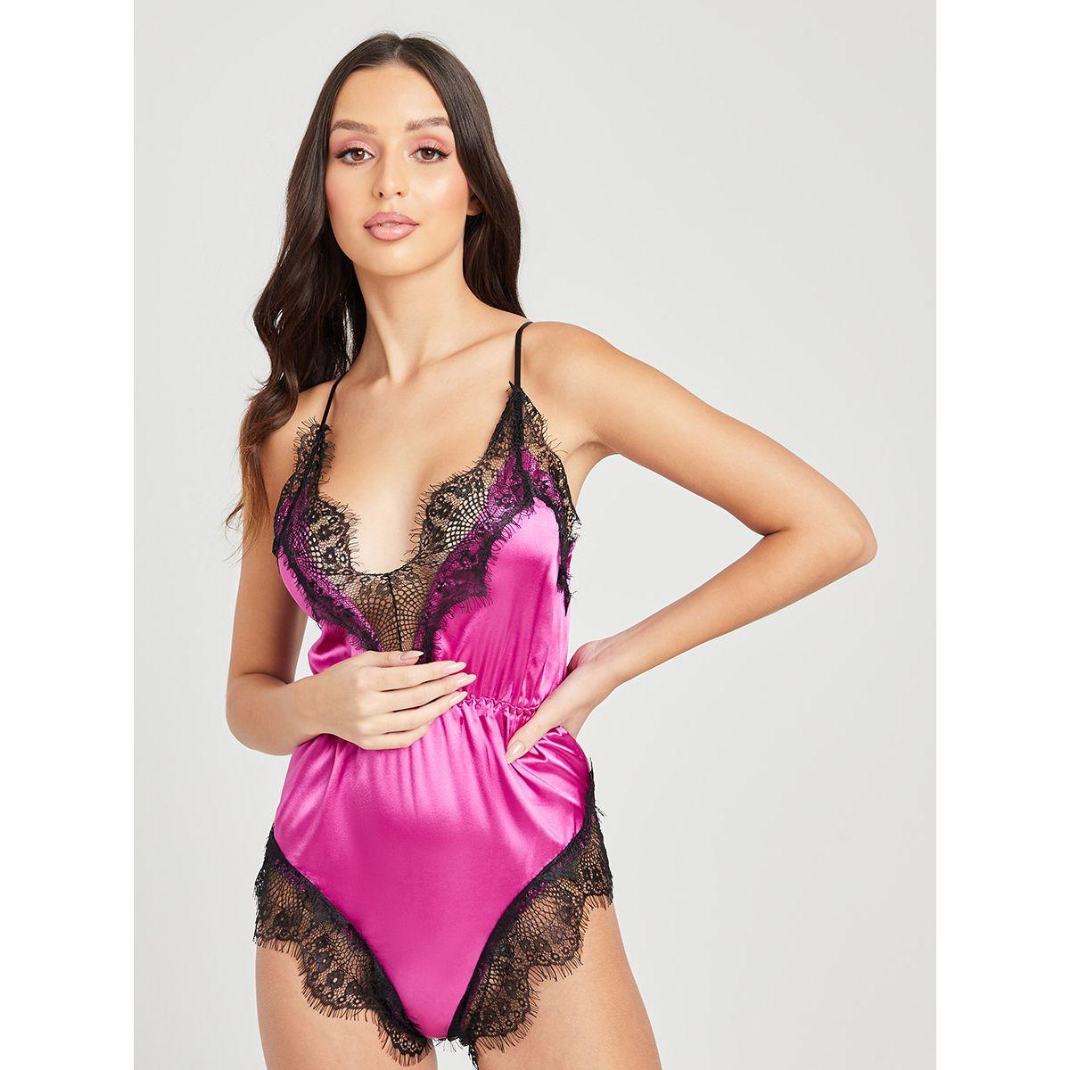 Styli Satin Strappy Teddy with Lace Insert Detail-women-clothing-lingerie-corsets-image-4