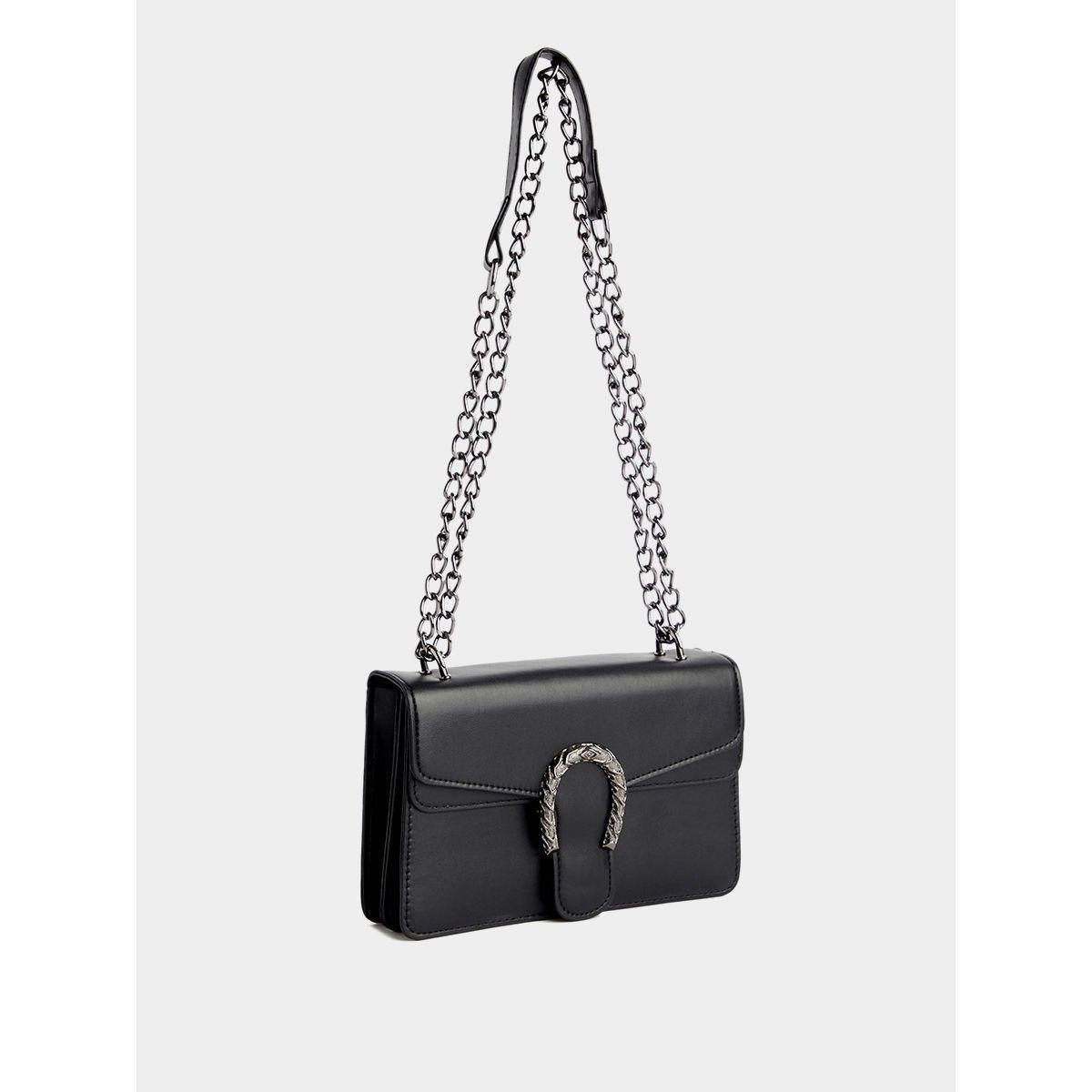 Styli Textured Buckle Flap Shoulder Bag with Chain Strap-women-bagsandwallets-handbags-image-1