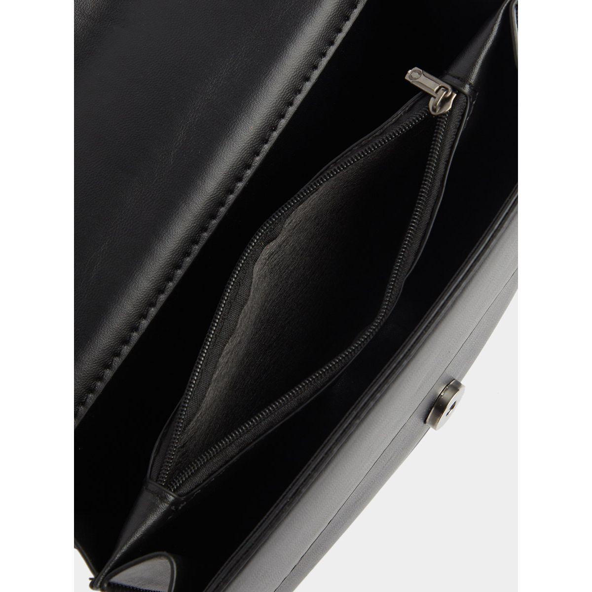 Styli Textured Buckle Flap Shoulder Bag with Chain Strap-women-bagsandwallets-handbags-image-5