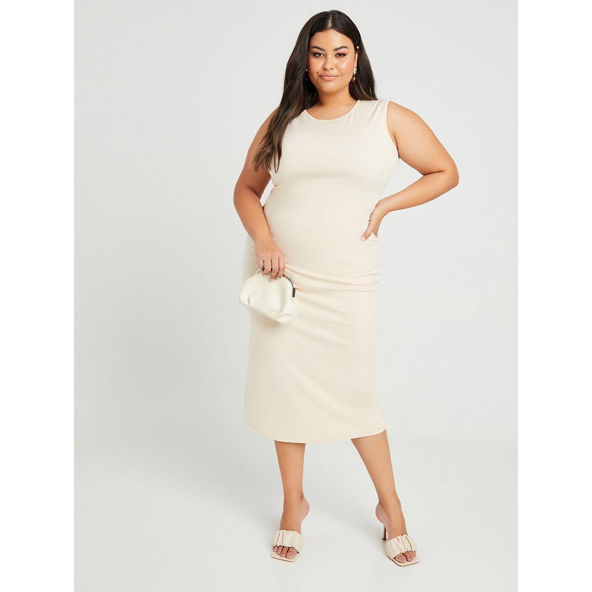 Styli Plus Sleeveless Tie Waist Fitted Midi Dress-women-clothing-dresses-image-1