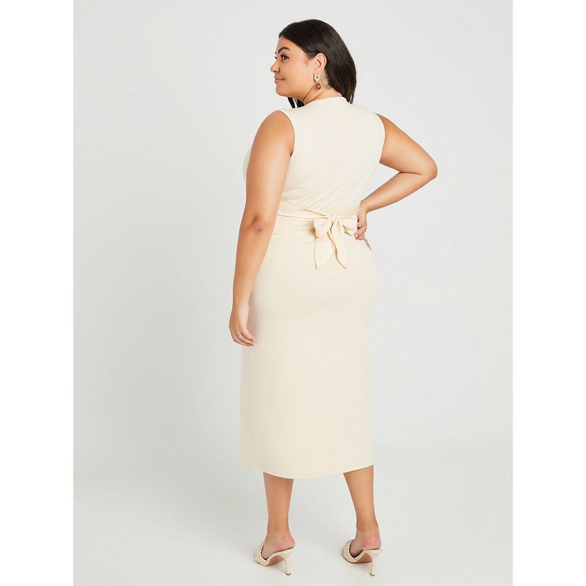 Styli Plus Sleeveless Tie Waist Fitted Midi Dress-women-clothing-dresses-image-4