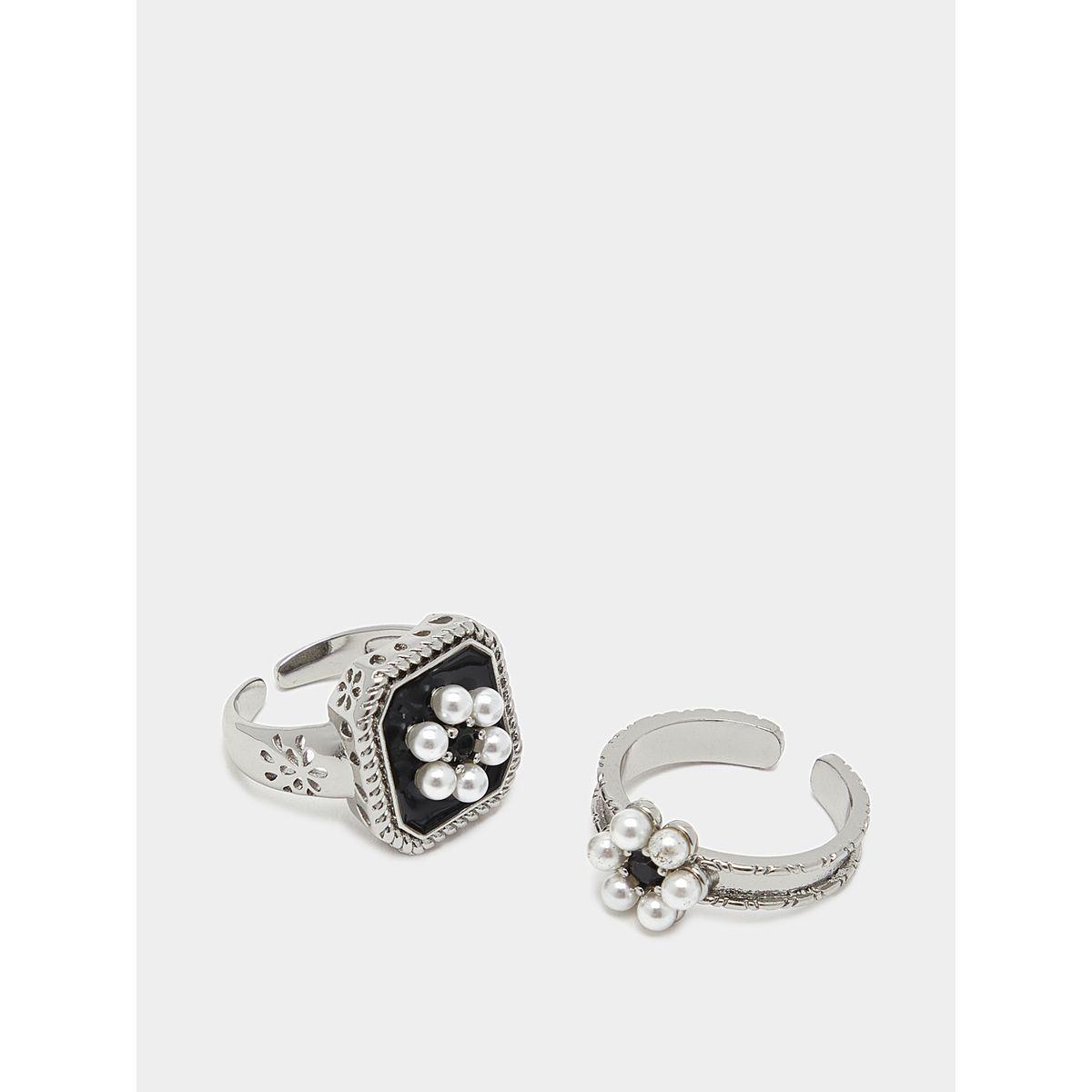Styli Set of 2 - Pearl Detail Embellished Adjustable Rings-women-watchesandjewellery-jewellery-rings-image-3
