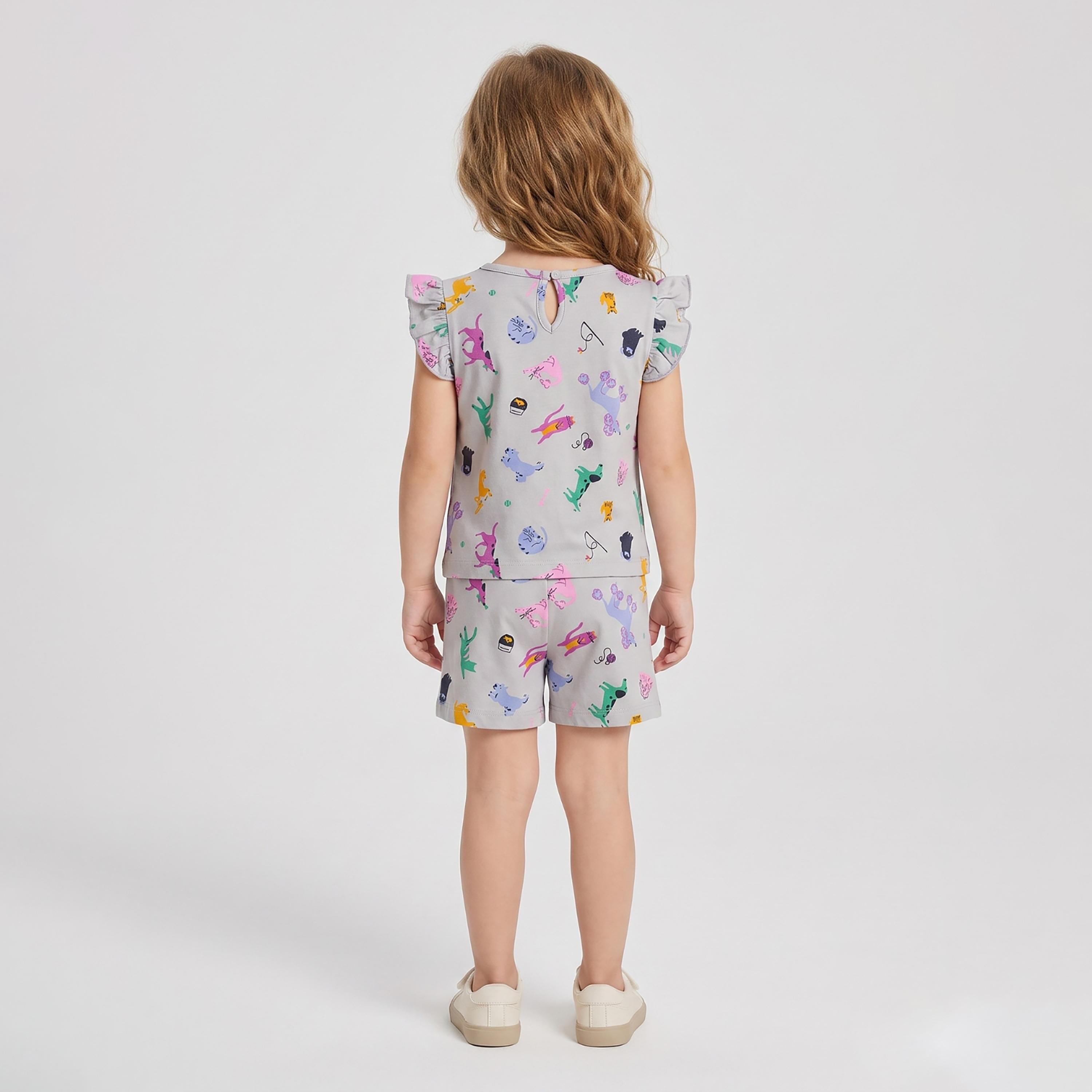 Babyqlo Animal Print Ruffle Sleeves Top & Shorts Set-baby-girls-clothing-setsandcoords-image-2