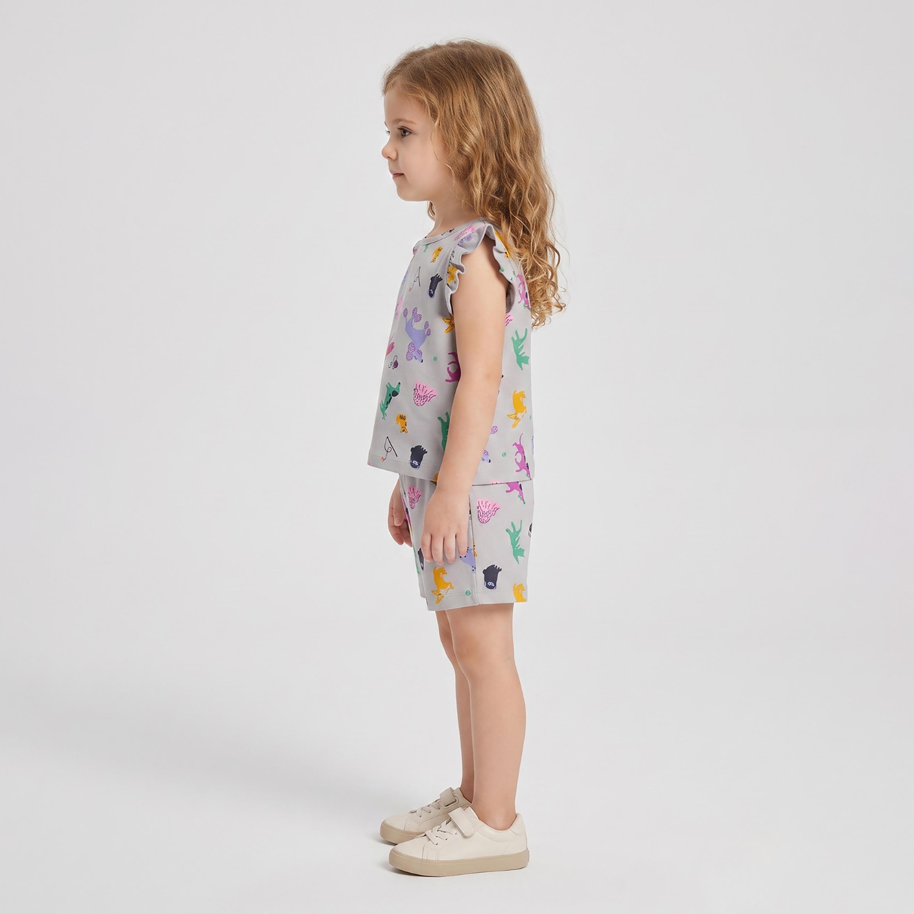 Babyqlo Animal Print Ruffle Sleeves Top & Shorts Set-baby-girls-clothing-setsandcoords-image-3