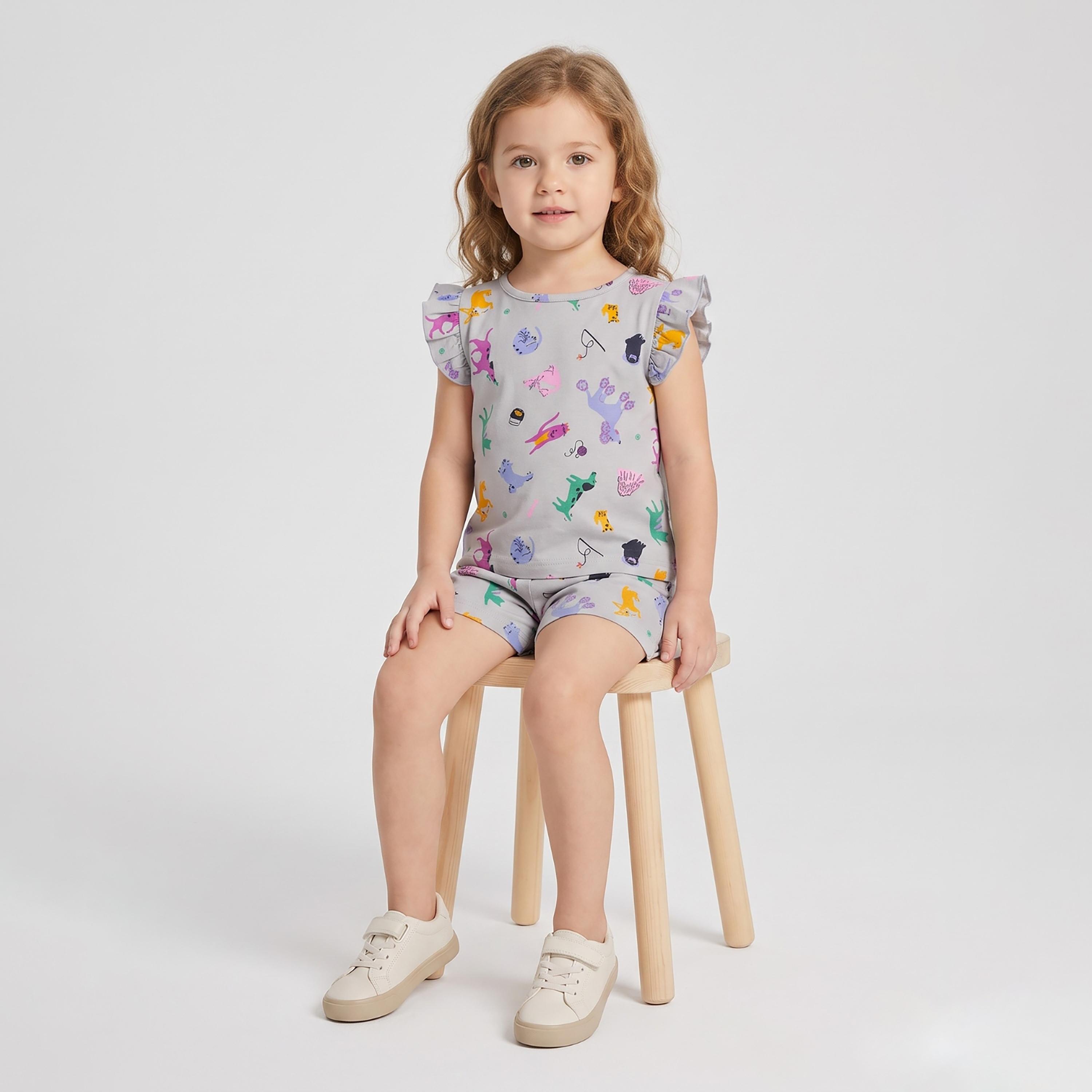 Babyqlo Animal Print Ruffle Sleeves Top & Shorts Set-baby-girls-clothing-setsandcoords-image-4