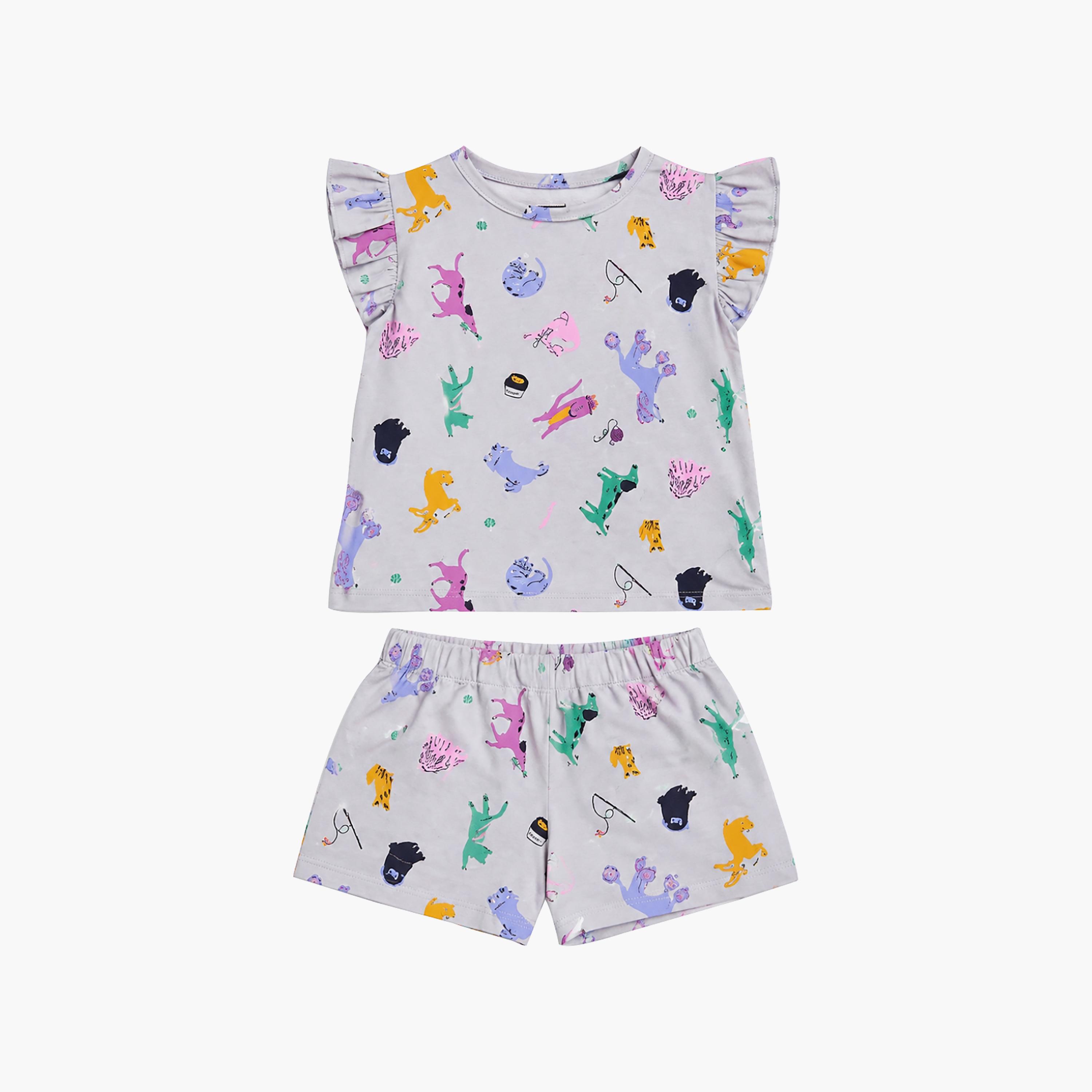 Babyqlo Animal Print Ruffle Sleeves Top & Shorts Set-baby-girls-clothing-setsandcoords-image-5