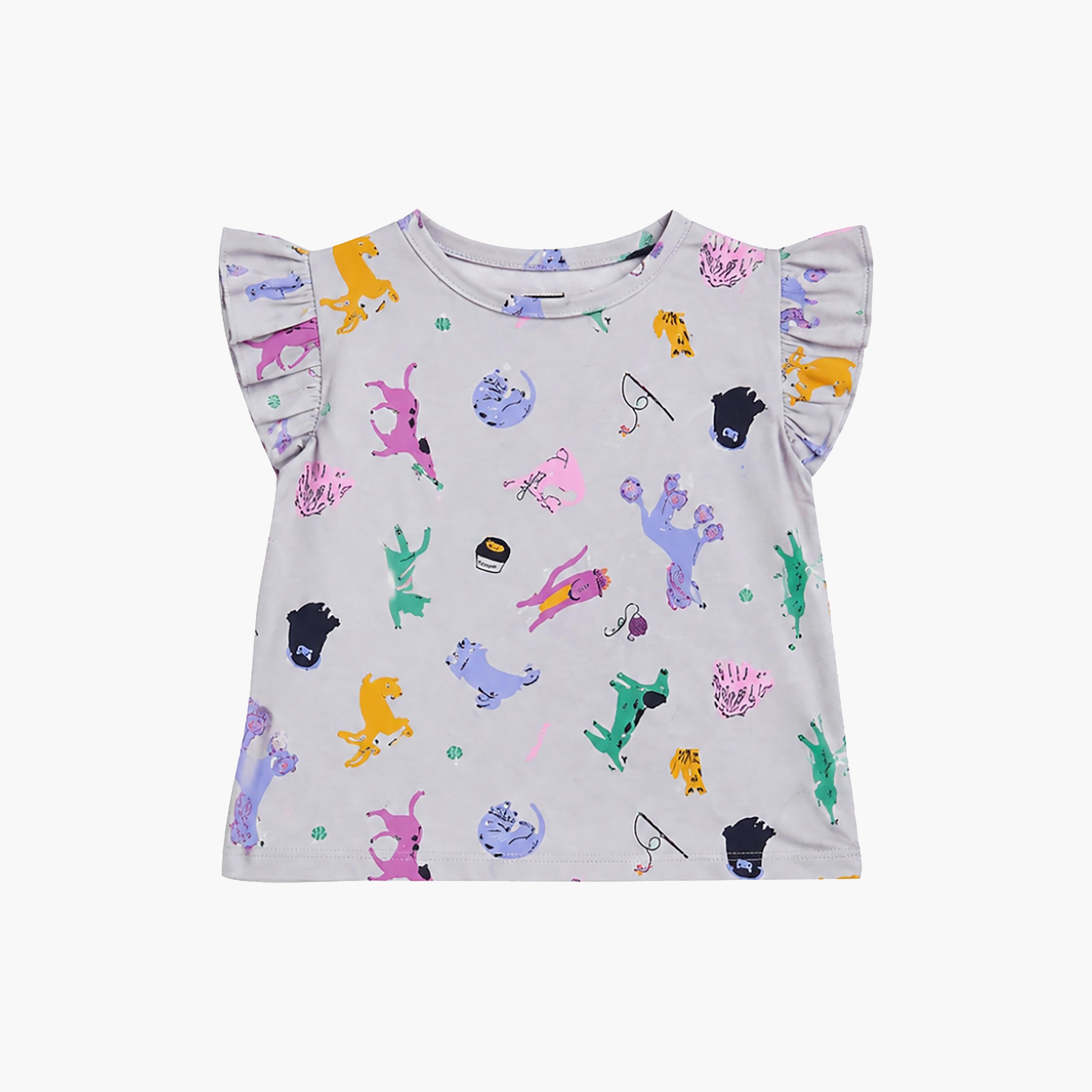 Babyqlo Animal Print Ruffle Sleeves Top & Shorts Set-baby-girls-clothing-setsandcoords-image-6