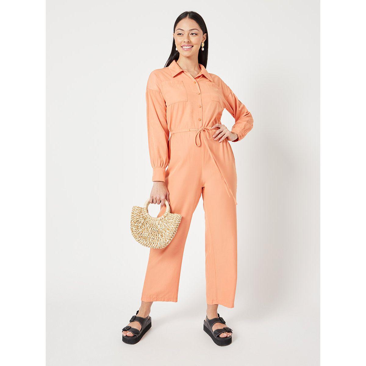 Styli Long Sleeves Button Closure Wide Leg Jumpsuit with Drawstring Waist-women-clothing-jumpsuits-image-1