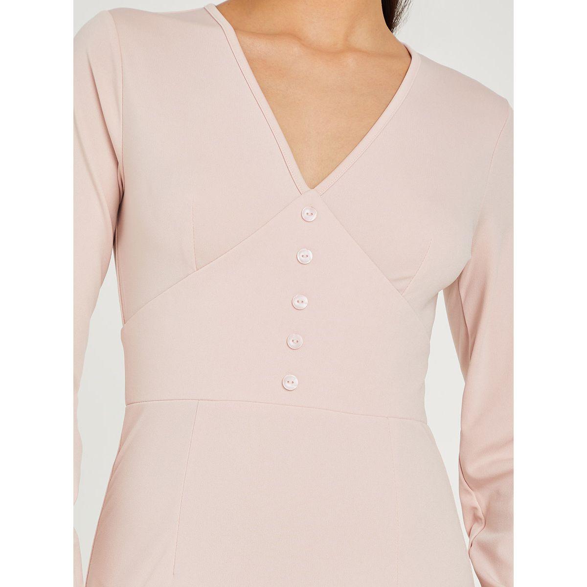 Styli Long Sleeves Button Detail Woven Bodycon Mini Dress-women-clothing-dresses-image-6