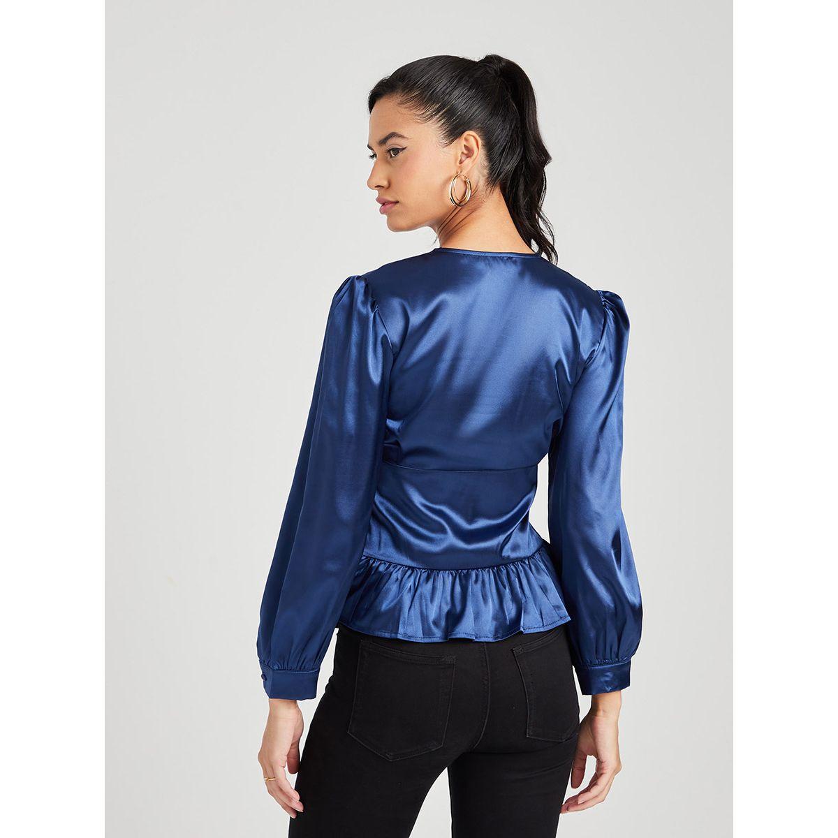 Styli Satin Long Sleeves Woven Top with Corset Bodice Detail-women-clothing-shirtsandblouses-blouses-image-3