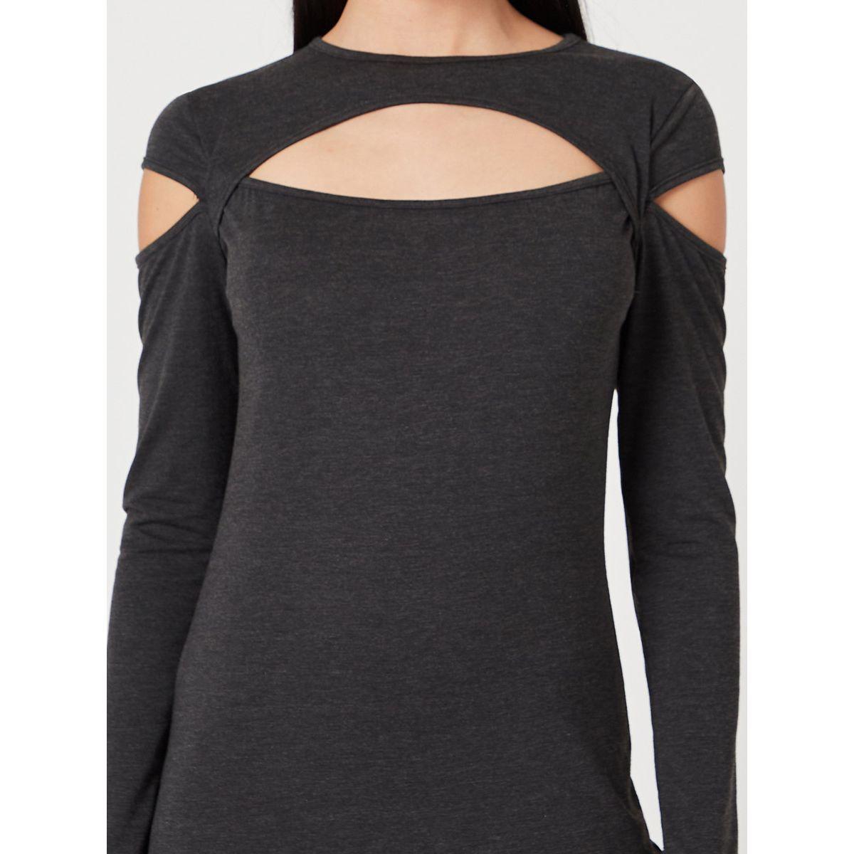 Styli Long Sleeves Cut-Out Detail Bodycon Knee Length Dress-women-clothing-dresses-image-3