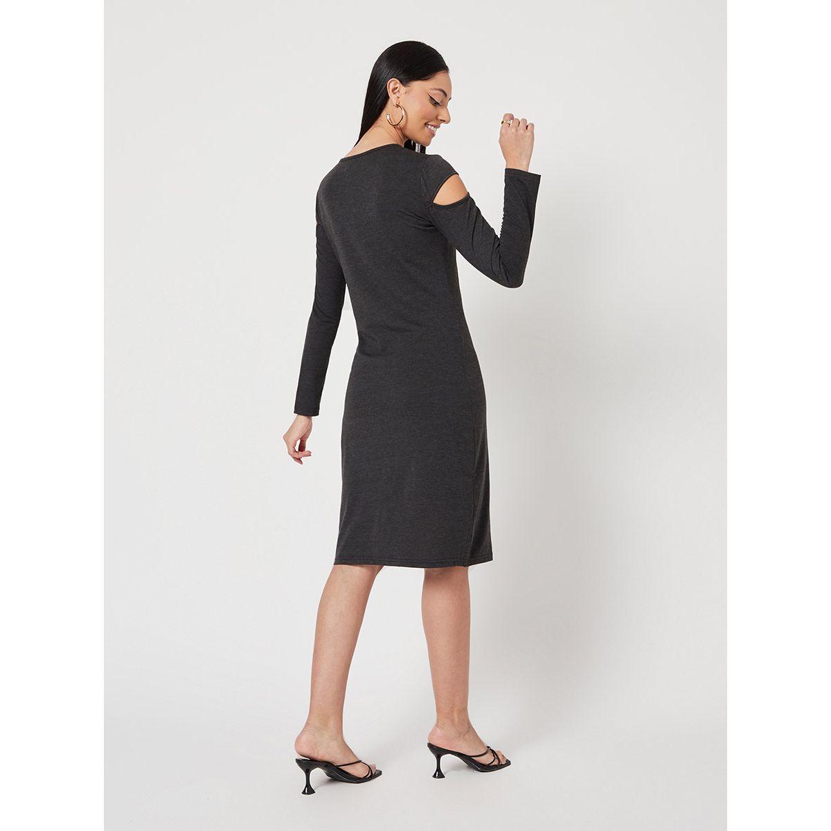 Styli Long Sleeves Cut-Out Detail Bodycon Knee Length Dress-women-clothing-dresses-image-4