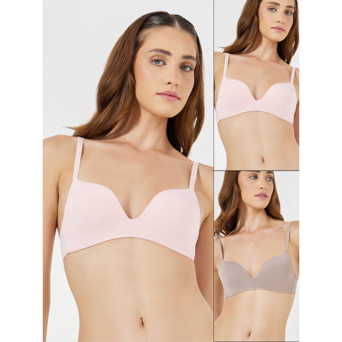 Styli Pack of 2 - Padded Non Wired Plunge Bra-women-clothing-lingerie-bras-image-1