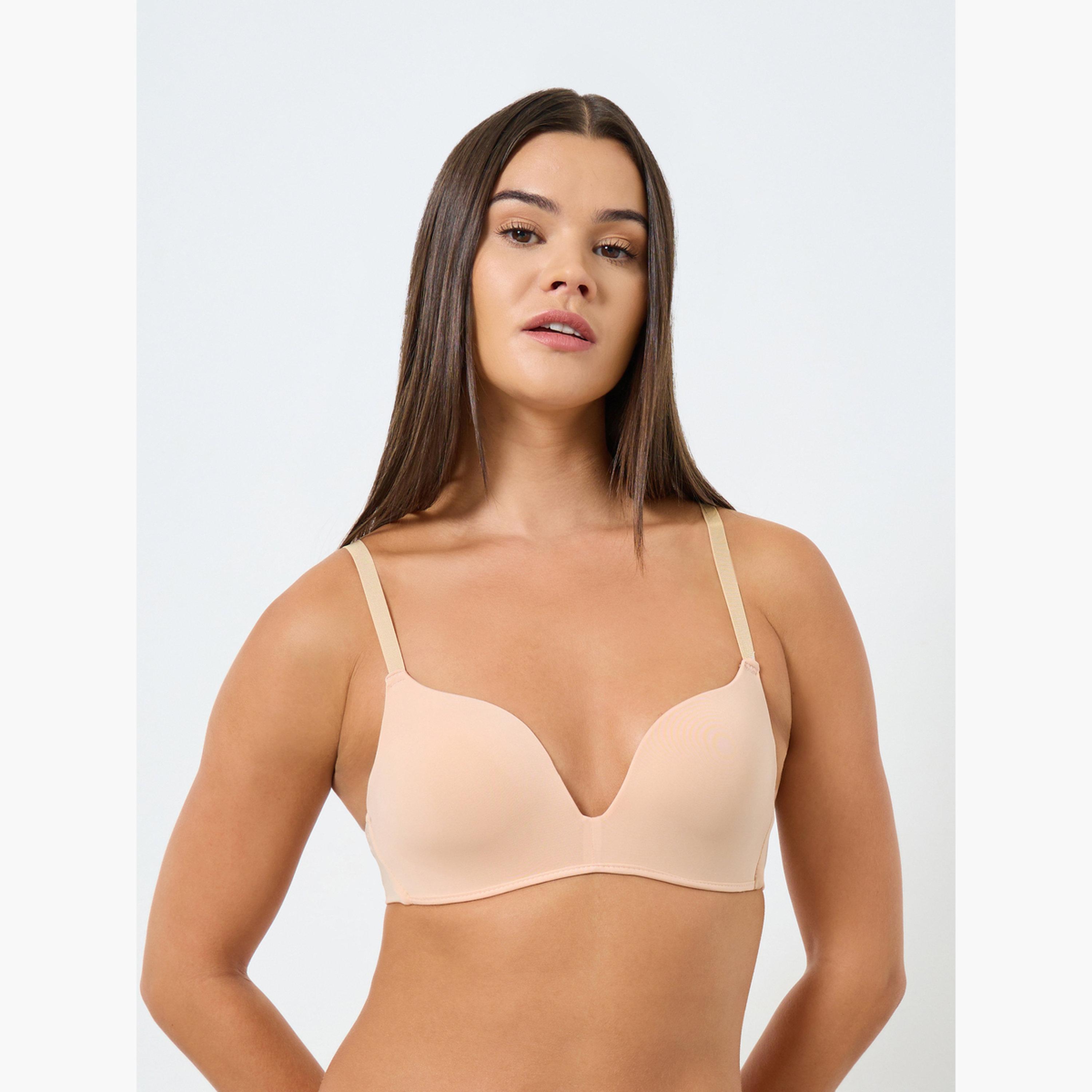 Styli Pack of 2 - Padded Non Wired Plunge Bra-women-clothing-lingerie-bras-image-2
