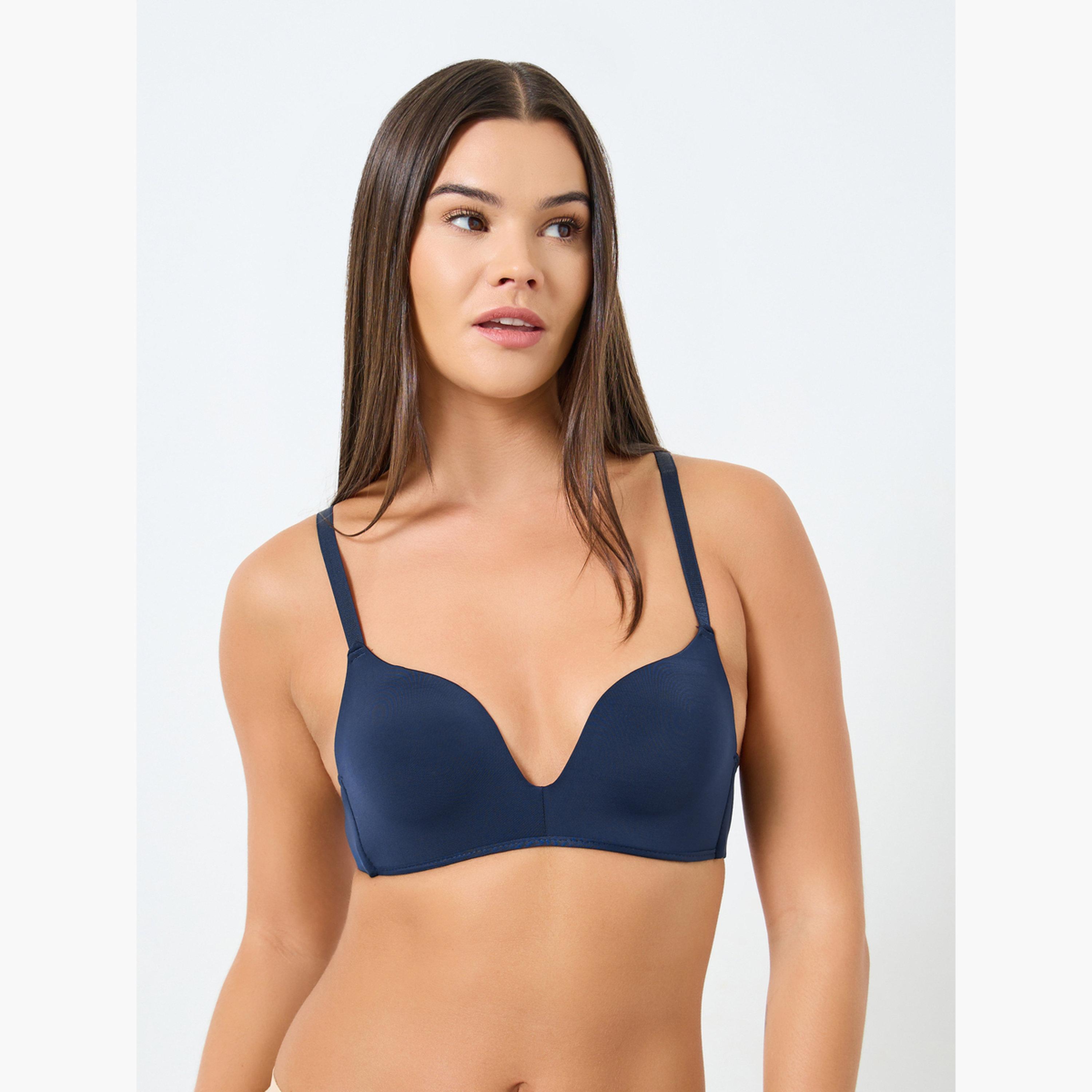 Styli Pack of 2 - Padded Non Wired Plunge Bra-women-clothing-lingerie-bras-image-4