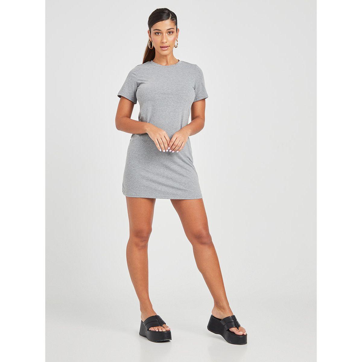 Styli Short Sleeves Round Neck Knitted T-shirt Mini Dress-women-clothing-dresses-image-2
