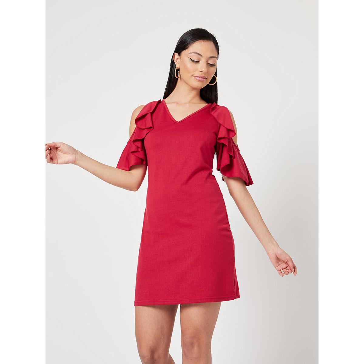 فستان قصير مزين بكشكش من ريد تايب-women-clothing-dresses-image-2