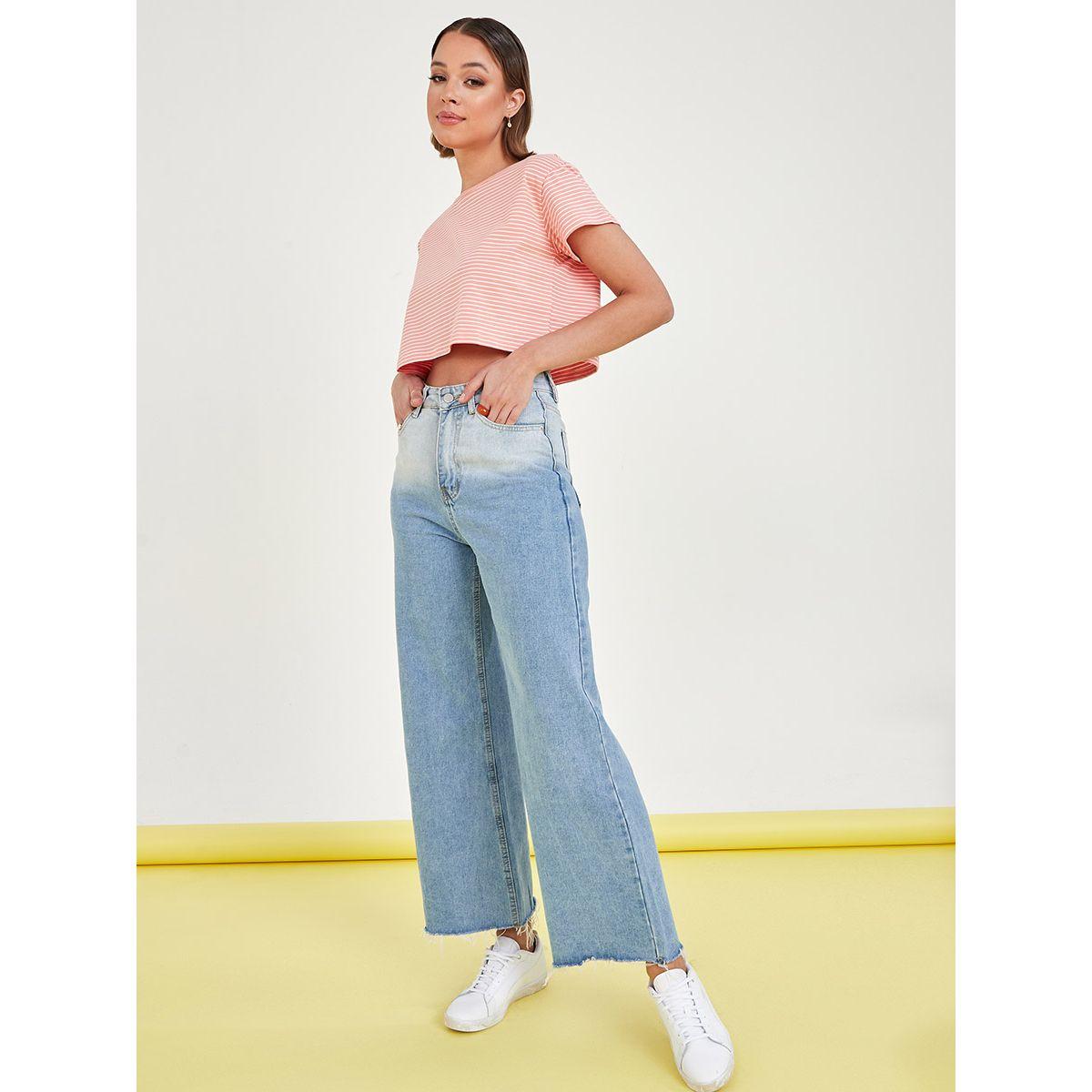 Styli Short Sleeves Striped Boxy Crop T-shirt-women-clothing-tshirts-image-2