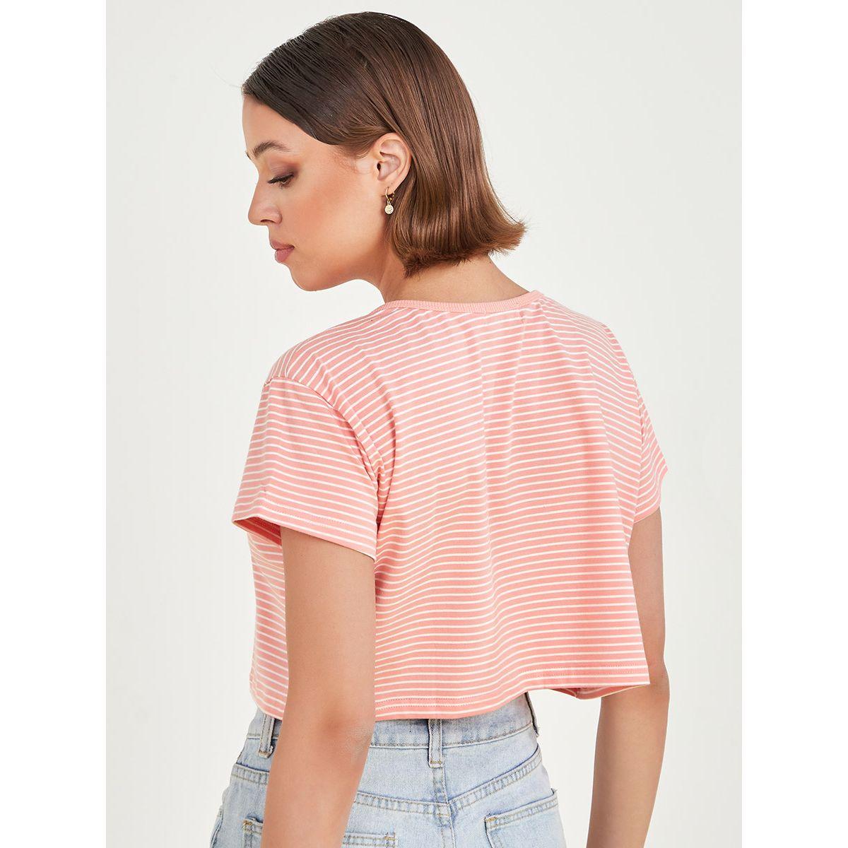 Styli Short Sleeves Striped Boxy Crop T-shirt-women-clothing-tshirts-image-4