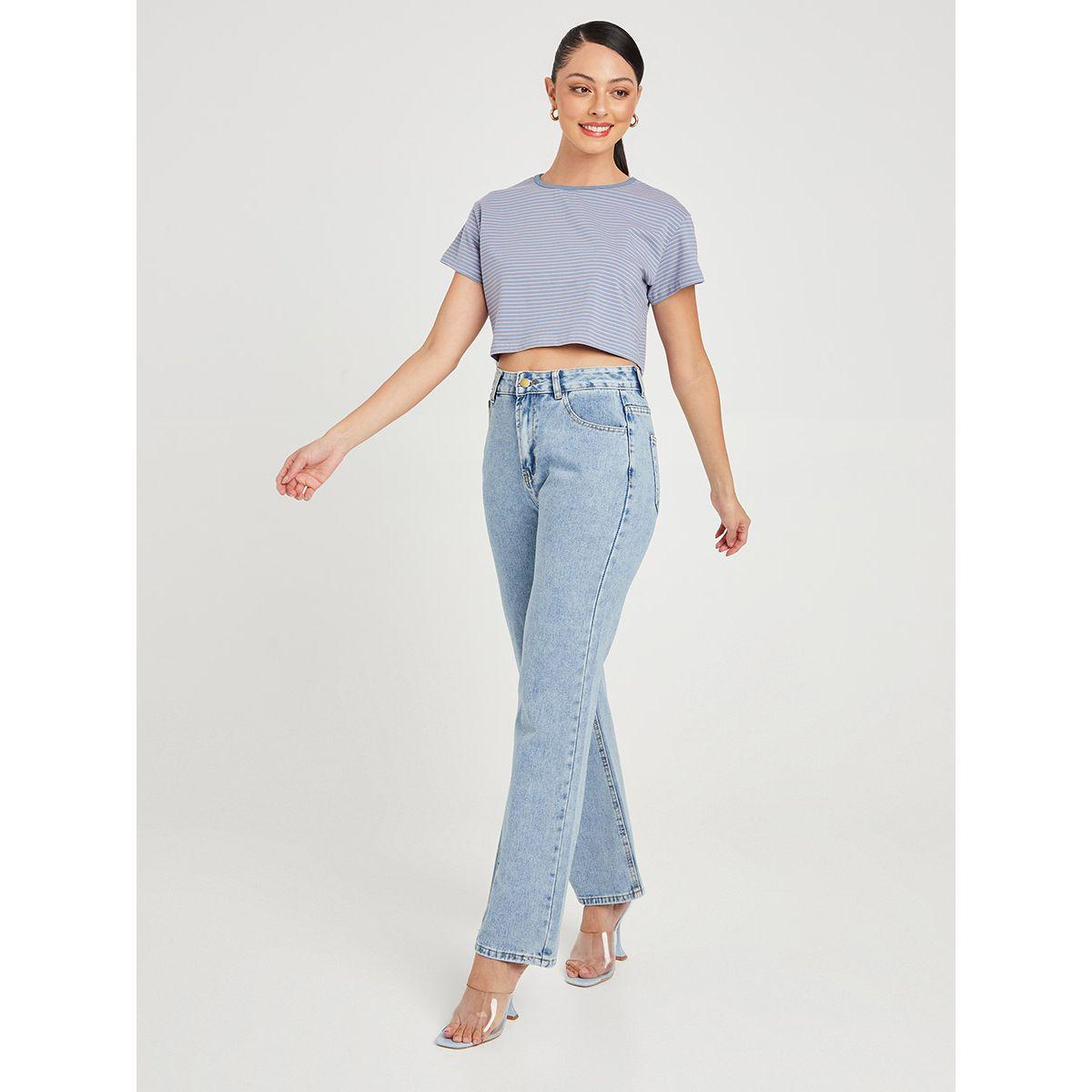Styli Short Sleeves Striped Boxy Crop T-shirt -women-clothing-tshirts-image-2