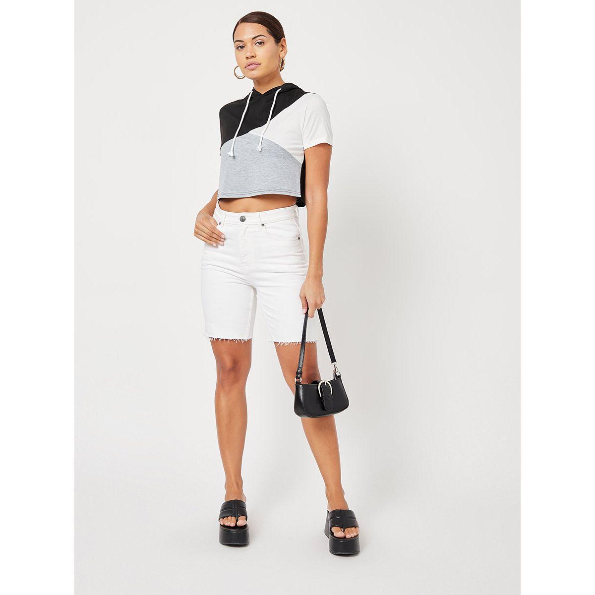 Styli Short Sleeves Colorblock Hooded Crop T-shirt-women-clothing-tshirts-image-2