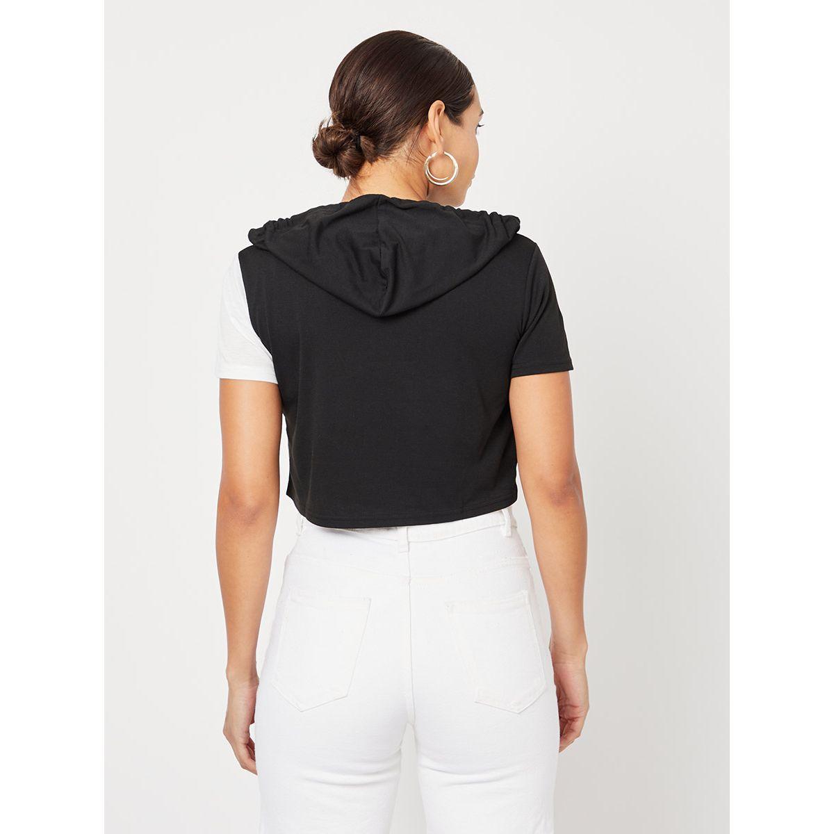 Styli Short Sleeves Colorblock Hooded Crop T-shirt-women-clothing-tshirts-image-4