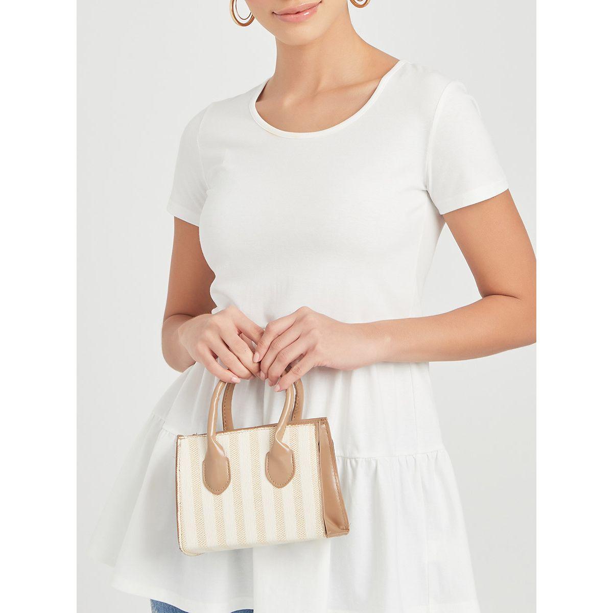 Styli Stripe Patterned Handbag with Detachable Strap-women-bagsandwallets-handbags-image-2