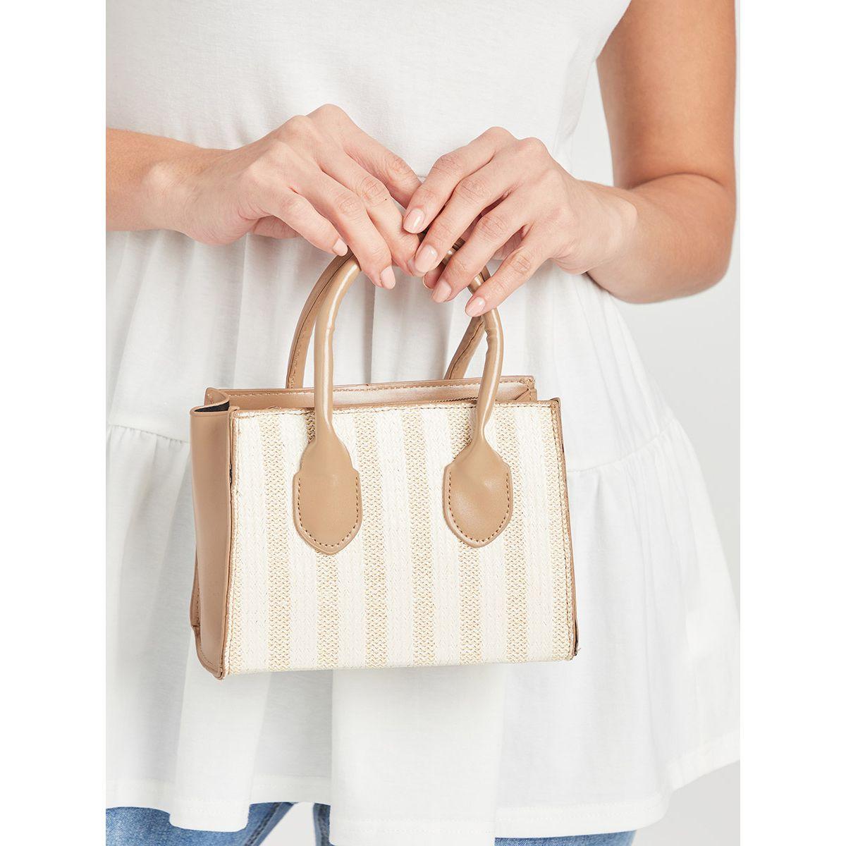 Styli Stripe Patterned Handbag with Detachable Strap-women-bagsandwallets-handbags-image-3