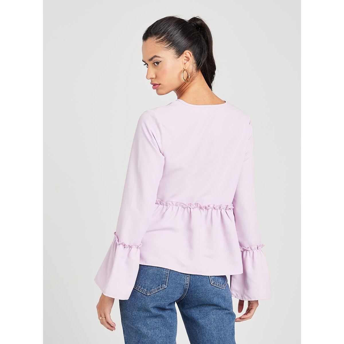 Styli Bell Sleeves Tie-Up Neck Woven Peplum Top-women-clothing-shirtsandblouses-blouses-image-4