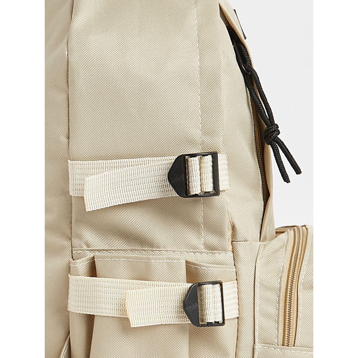 Styli Solid Backpack with External Pocket and Buckle Detail-men-bags-image-5
