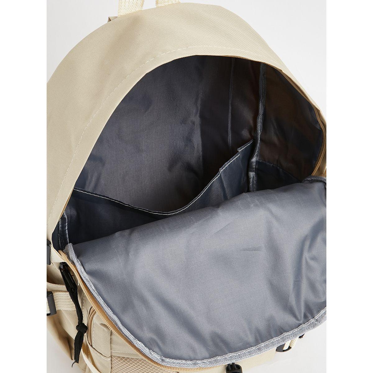 Styli Solid Backpack with External Pocket and Buckle Detail-men-bags-image-6