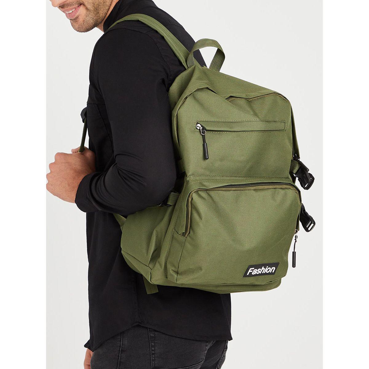 Styli Solid Backpack with External Zip Pockets-men-bags-image-2