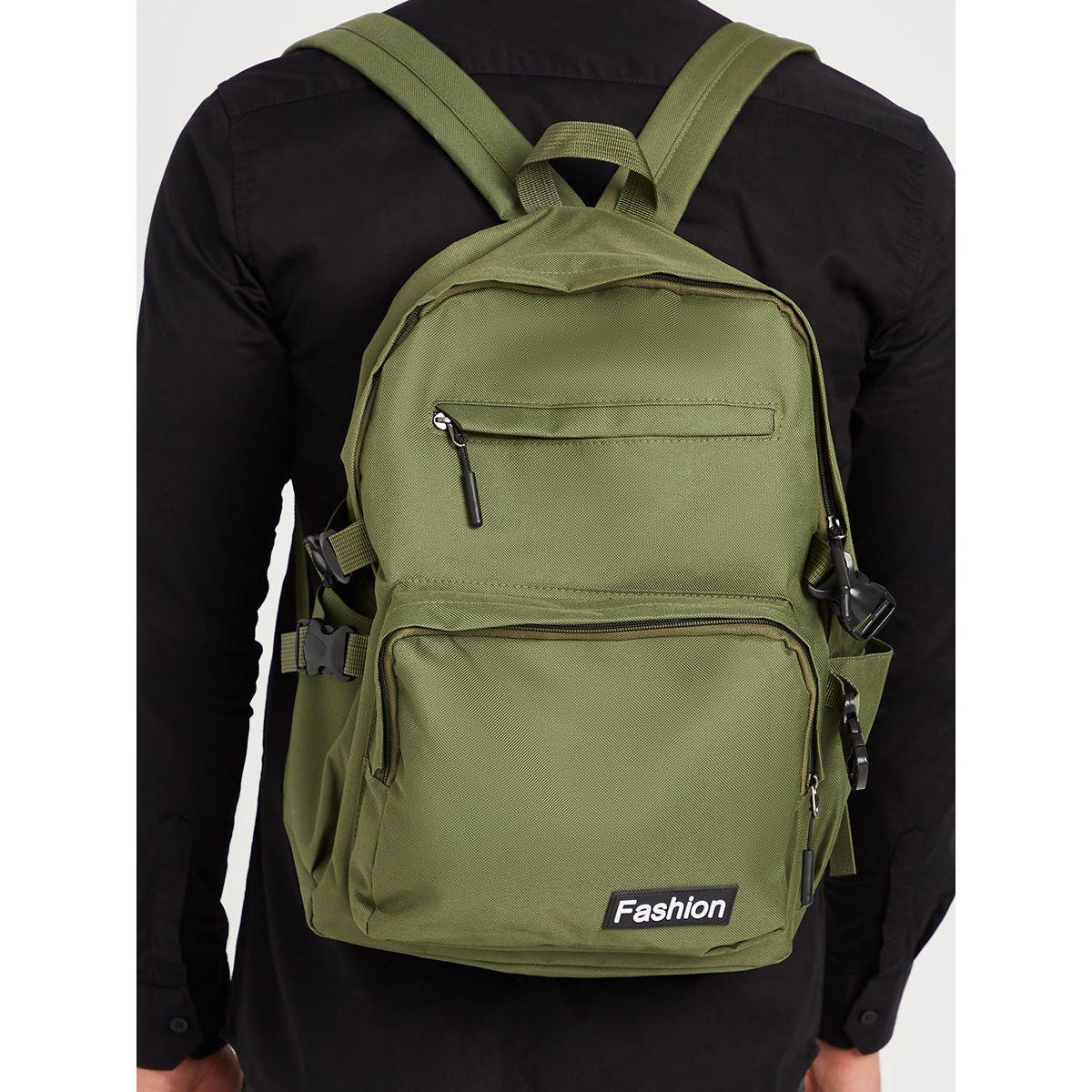 Styli Solid Backpack with External Zip Pockets-men-bags-image-3