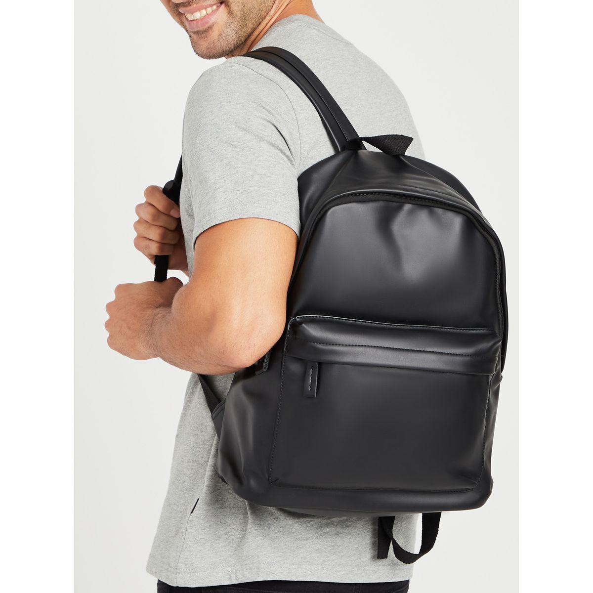 Styli PU Leather Backpack with Zip Closure Compartment-men-bags-image-2