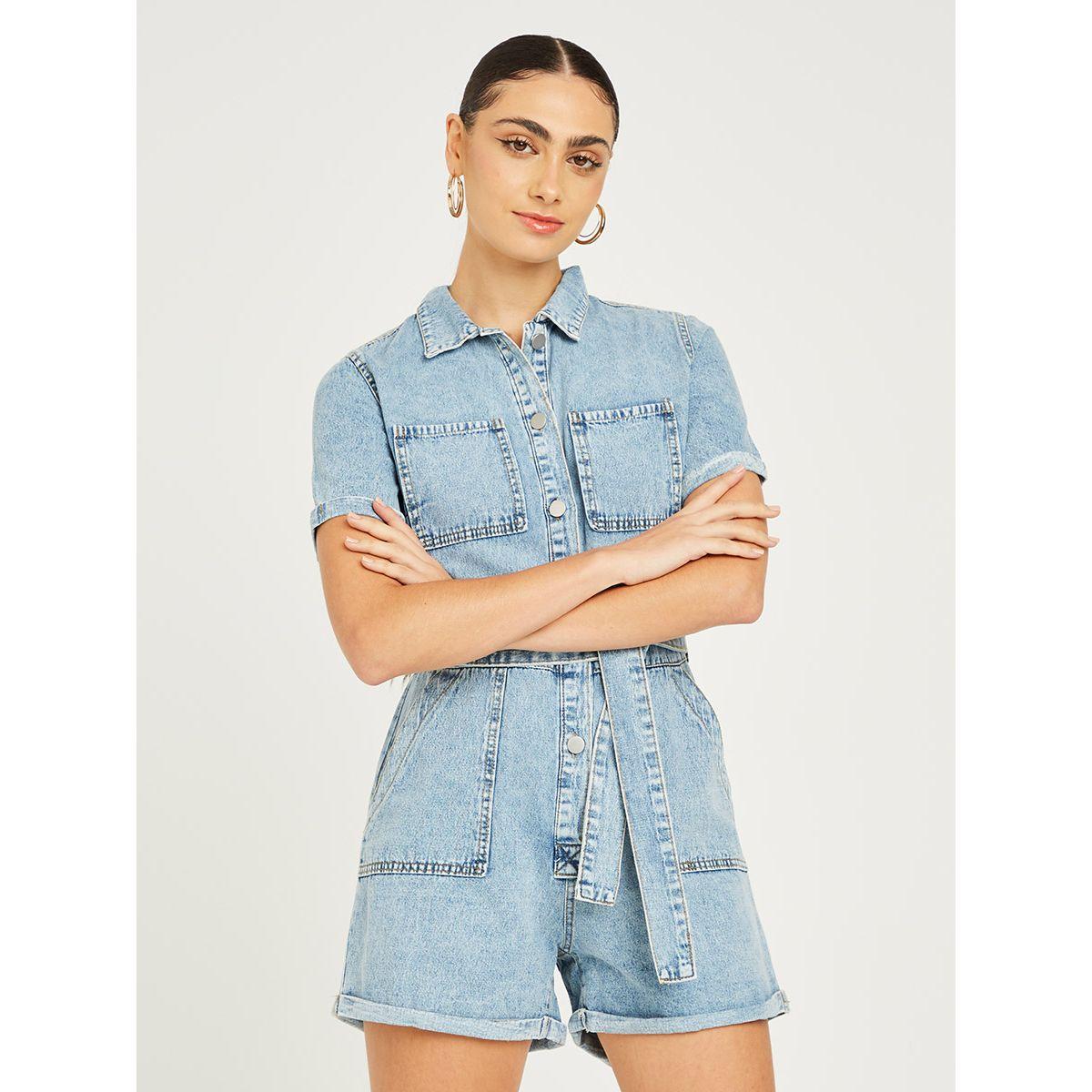 افرول دينيم باكمام قصيرة من ريد تايب-women-clothing-jumpsuits-image-1